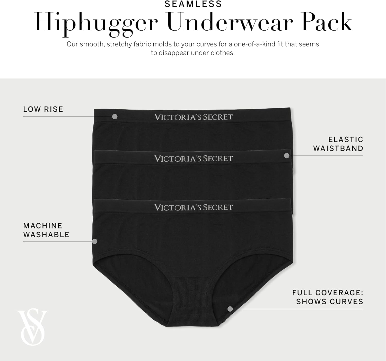 Victoria's Secret Women's Seamless Hipster Underwear, Moderate Coverage Panties for Women, Multi Pack (XS-XXL)