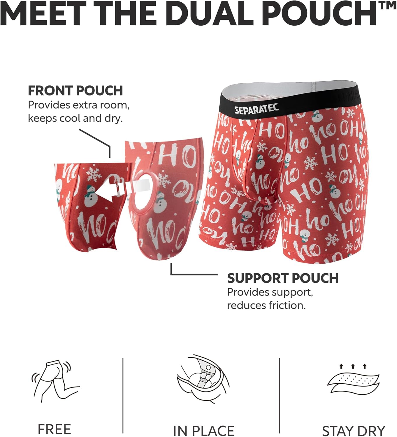 Separatec Mens Underwear with Pouch Moisture Wicking Dual Pouch Boxer Briefs Rayon From Bamboo Underwear Men, Halloween Theme