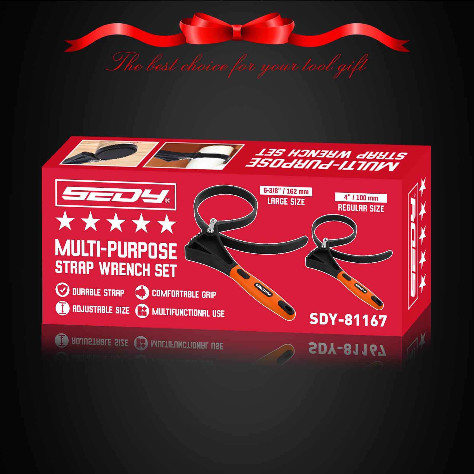 2-Piece Rubber Strap Adjustable Wrench Set Diameter 4" and 6", Oil Filter Pipe Jar Opener Strong Grip Plumbers Universal Spanner for Drain Sewer Cap Sink Pliers Nut Shower Head Valve Removal