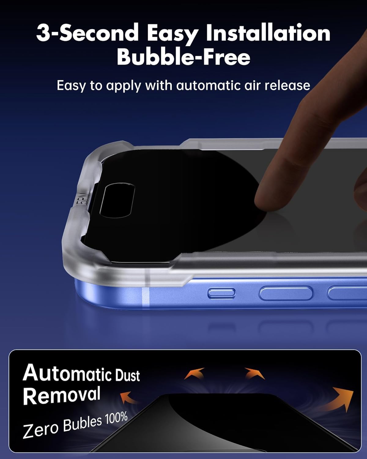 UNBREAKcable 2PCS Screen Protector for iPhone 16-1 Privacy Tempered Glass+1 Clear Glass Double Shatterproof [Easy Installation Frame] [9H Hardness] [Case Friendly] Anti-Scratch for iPhone 6.1 inch