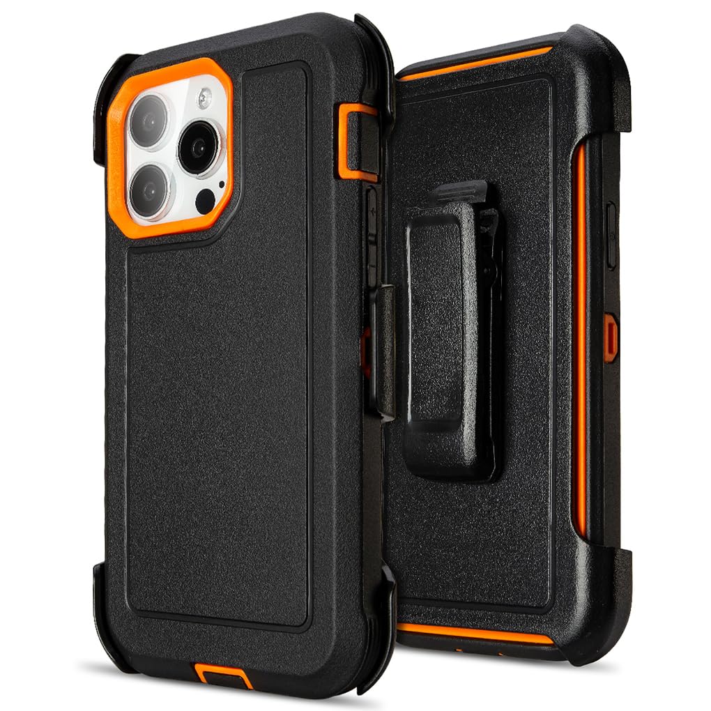 for Black iPhone 16 Pro Case with Belt Clip, for Shockproof iPhone 16 Pro Case Heavy Duty,3 Layers of Sturdy,Anti-Drop,Military-Grade Defender Cover for iPhone 16Pro Case Black