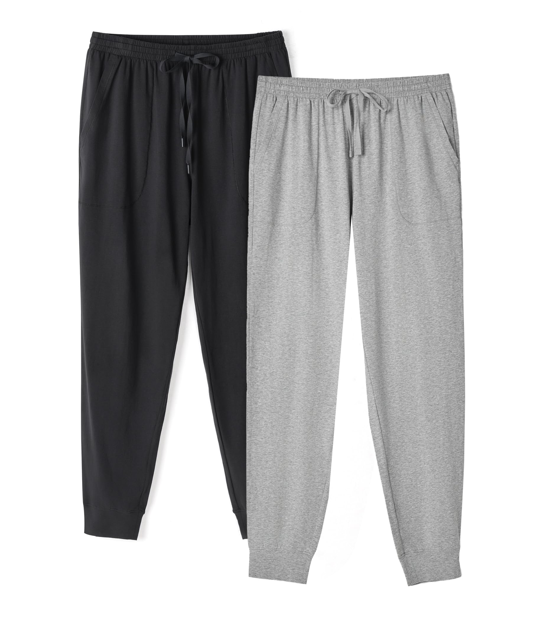 DAVID ARCHY Men's Pajama Pants Cotton Bottoms Soft Lightweight Loungewear with Drawstring and Pockets 2 Pack