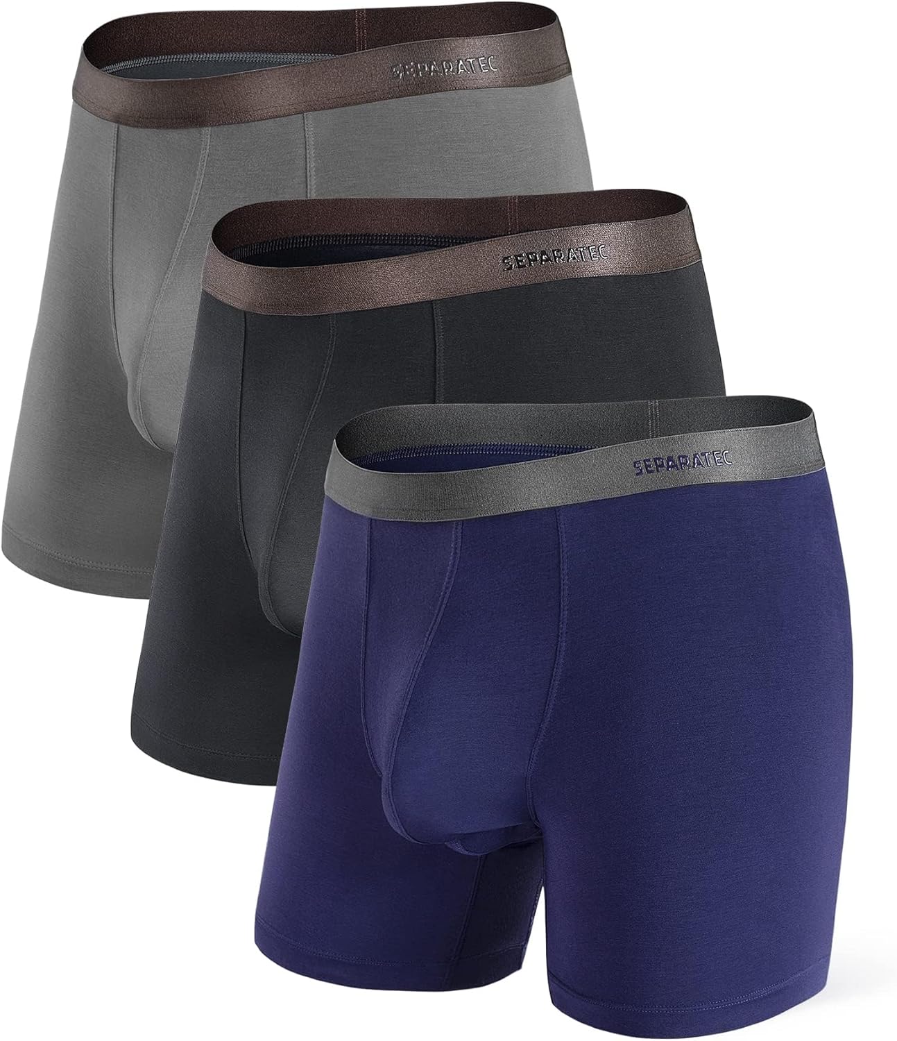 Separatec Mens Underwear with Pouch Moisture Wicking Rayon Made From Bamboo Underwear Men Breathable Boxer Briefs 3 or 6 Pack