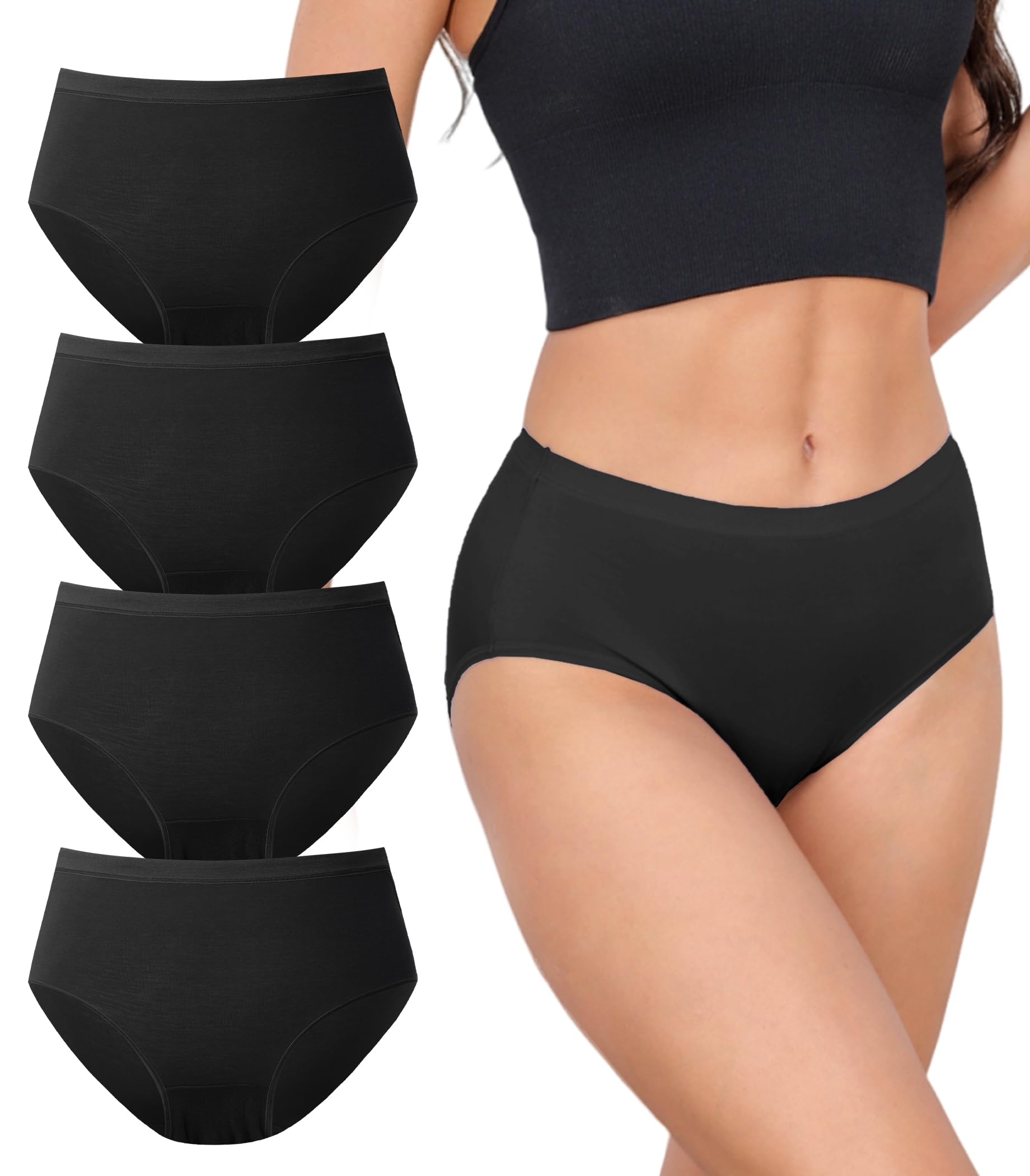 DAVID ARCHY Womens Underwear, Bamboo Rayon Women's Briefs - Moisture Wicking Panties, Soft & Breathable, 4 Pack