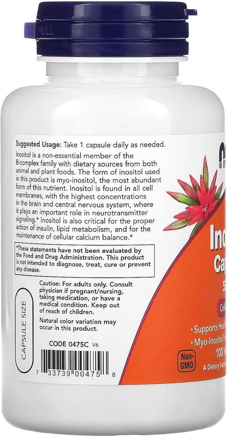 NOW Foods Supplements, Inositol 500 mg, Healthy Membrane Function*, Cellular Health*, 100 Veg Capsules