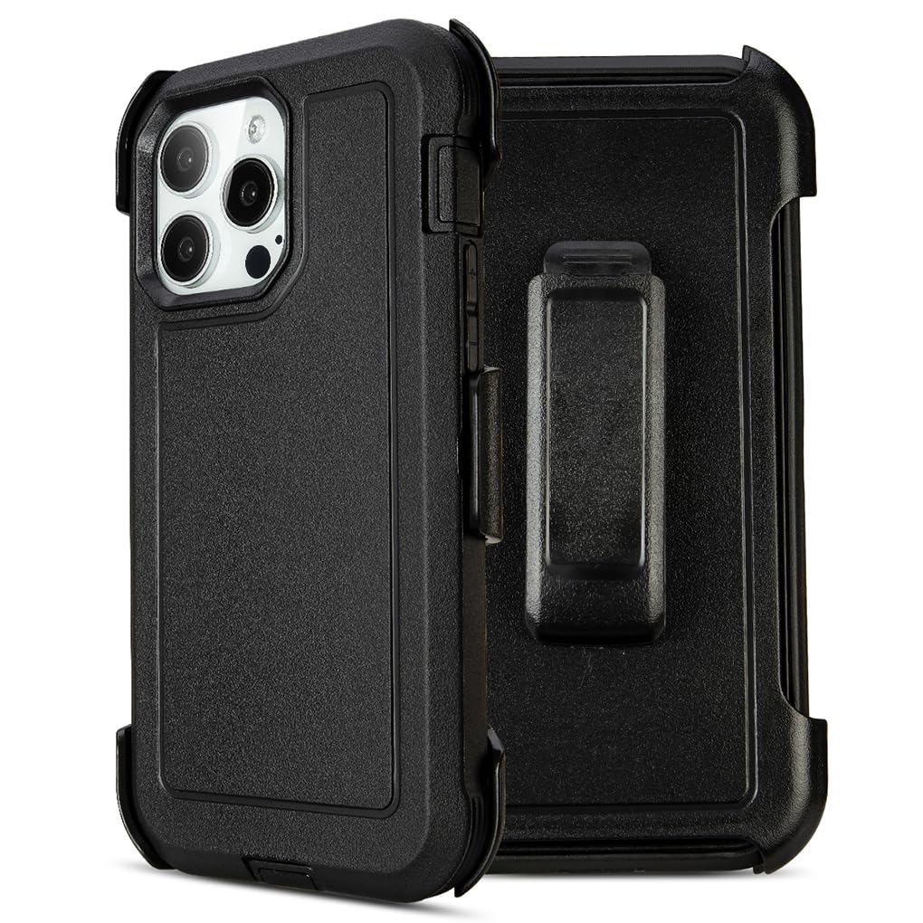 for Black iPhone 16 Pro Case with Belt Clip, for Shockproof iPhone 16 Pro Case Heavy Duty,3 Layers of Sturdy,Anti-Drop,Military-Grade Defender Cover for iPhone 16Pro Case Black