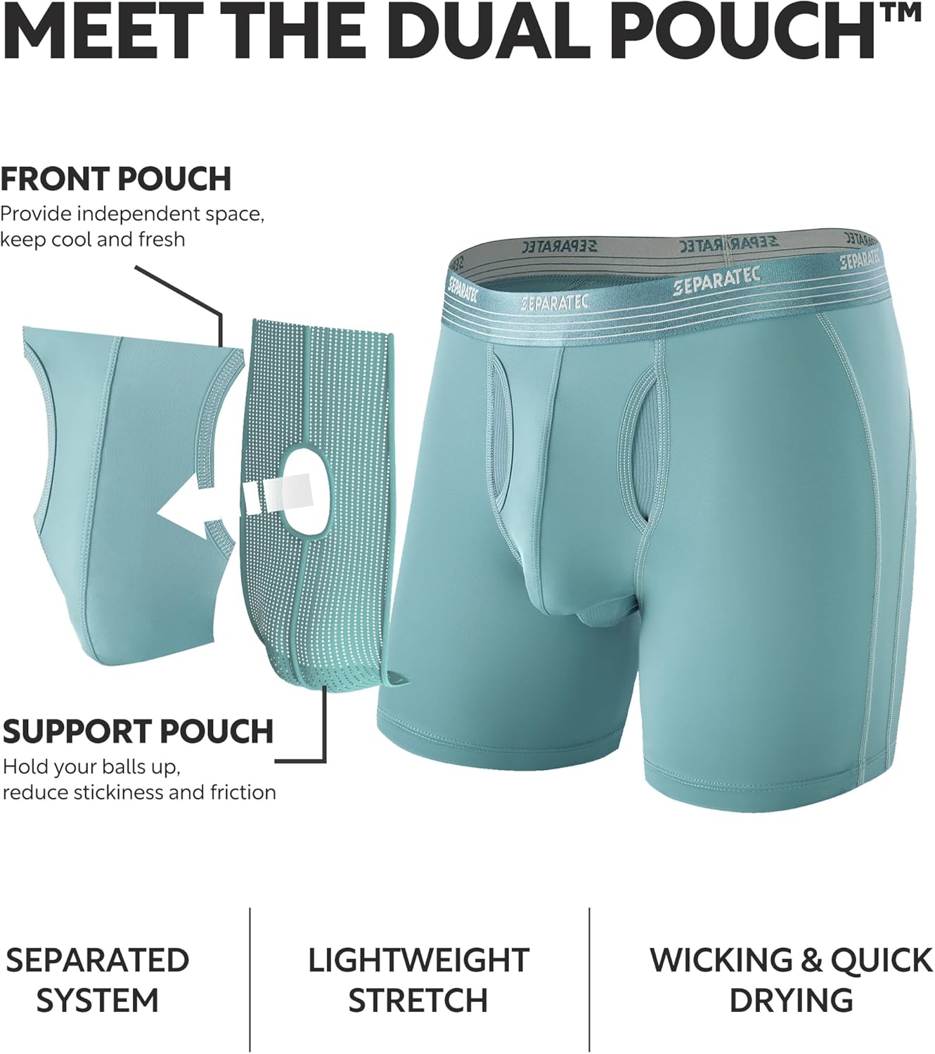 Separatec Mens Underwear with Pouch for balls Anti Chafing Underwear Men Athletic Sport Performance Long Boxer Briefs 3 Pack