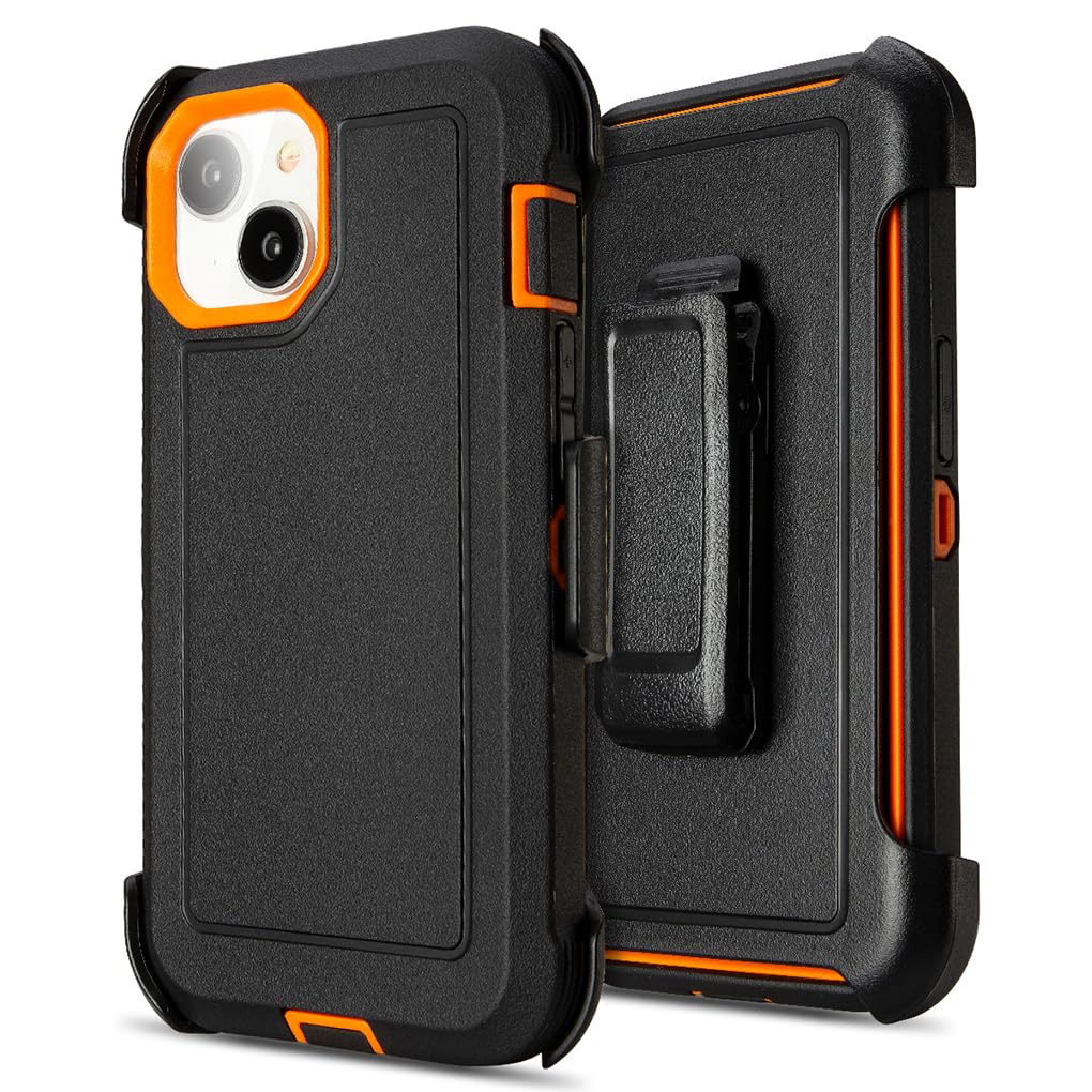 for Black iPhone 15 Case with Belt Clip, Shockproof Heavy Duty Rugged, 3 Layers of Sturdy,Anti-Drop, Military-Grade Defender Cover for iPhone 15 Case Black
