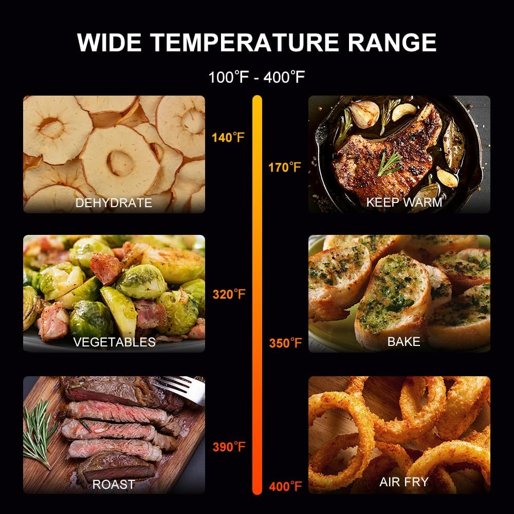 Air Fryer 6.8 Quarts, 10-in-1 Functions, Air Fry, Roast, Bake, Broil, Dehydrate, Large & Compact Air Fryers, Nonstick & Dishwasher-Safe Airfryer Basket, Stainless Steel Air Fryer, Easy to Use