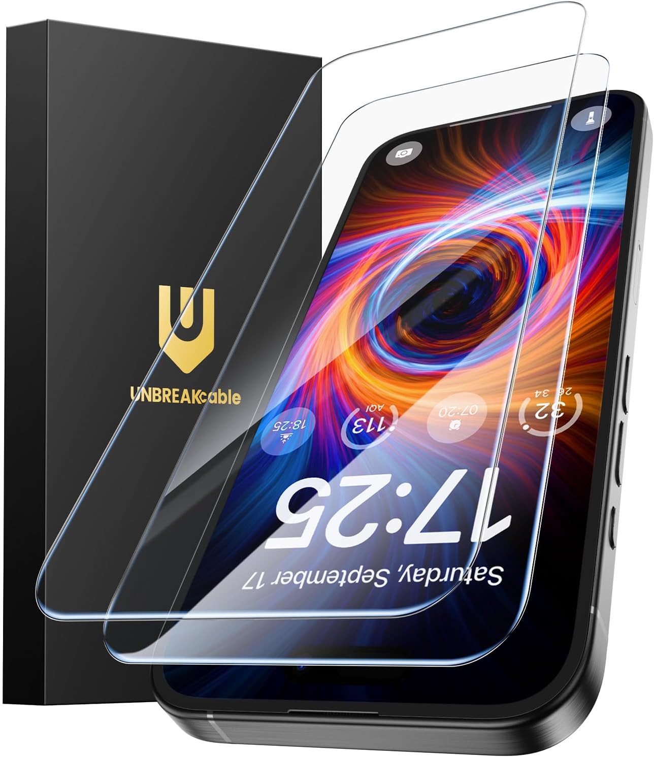 UNBREAKcable Anti-Glare Screen Protector for iPhone 16 Pro Max [2-Pack], 9H Hardness Tempered Glass, Anti-fingerprint, Enhanced Clarity, Anti-Blue Light, Easy to Install, Polishing Cloth Included