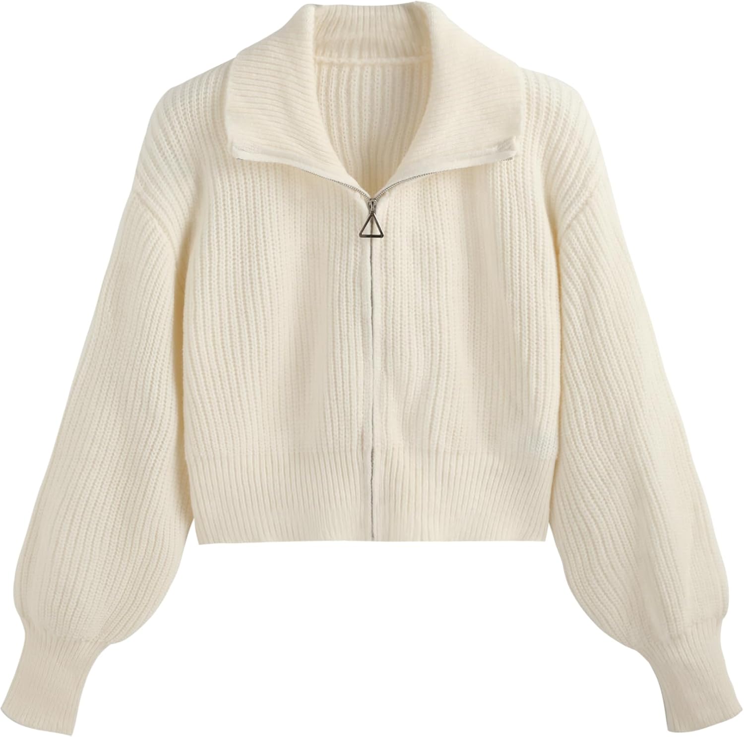 CIDER Zip Up Cardigans for Women Fall Trendy Long Sleeve Chunky Cardigan Knit Open Front Collared Zipper Cardigan