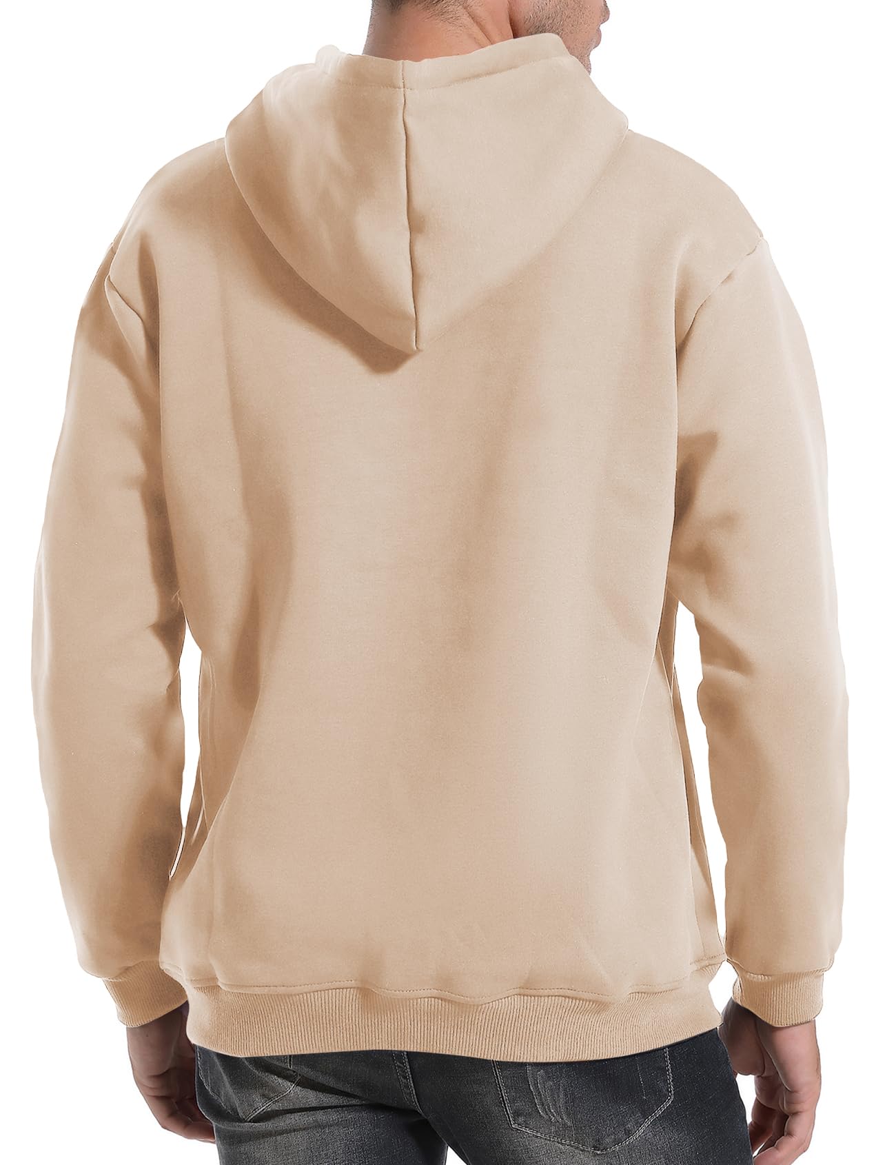 Flygo Men's Casual Fleece Sherpa Lined Hoodie Winter Warm Pullover Hooded Sweatshirt(Black-XL)