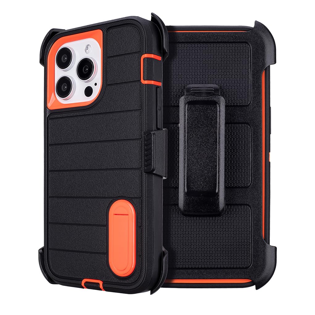 for Phone Case iPhone 14 Pro Max Case Black with Belt Clip Heavy Duty Holster for Shockproof Cases,3 Layers of Sturdy,Military Grade Defender Cover for iPhone 14 Pro Max Cases Black 6.7 Inch