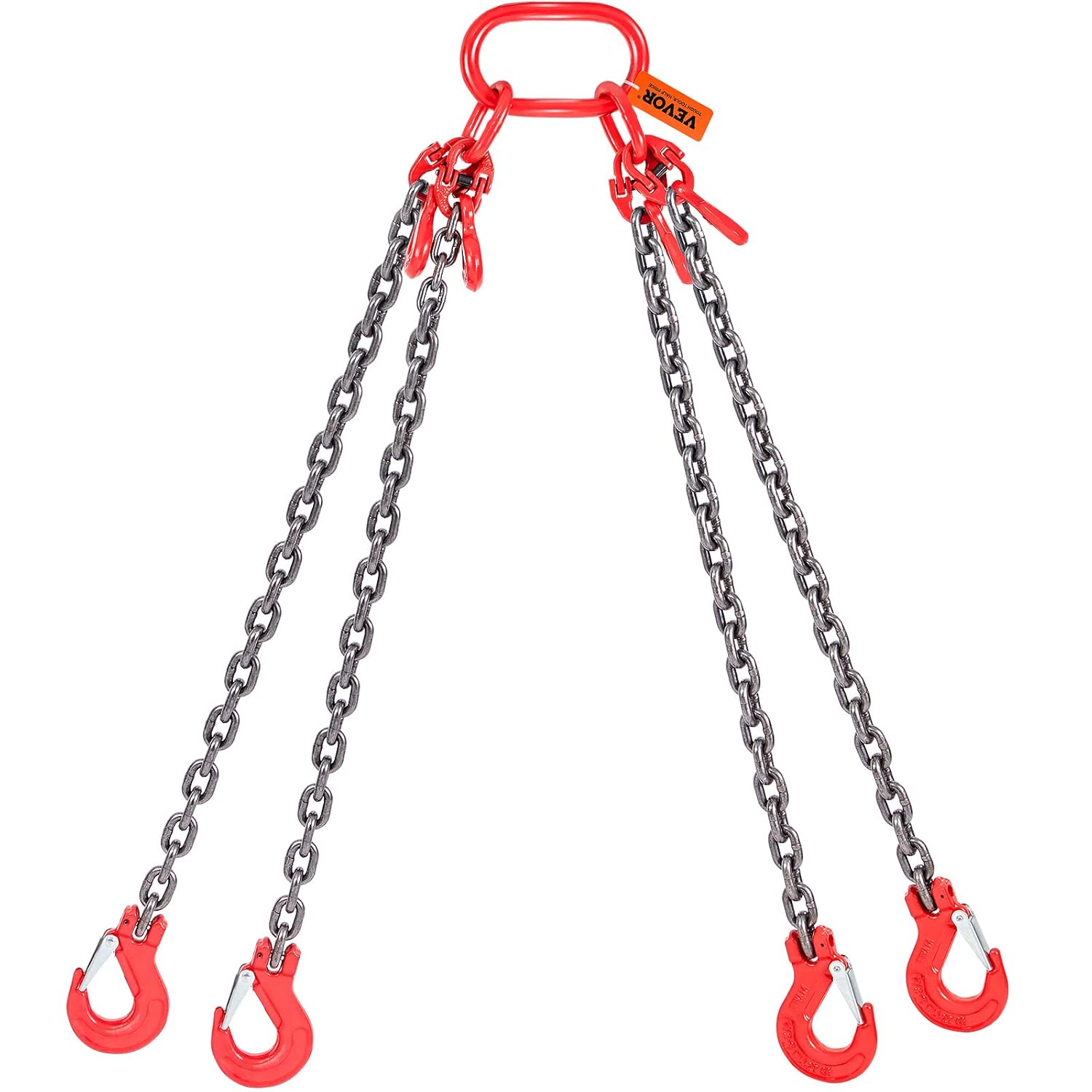 VEVOR Chain Sling, 5/16 Inch X 5 Ft Lifting Chains with Hooks, G80 Engine Chain Hoist Lifts, 11000LBS Lifting Sling Chains for Engine Hoist, Engine Lift Chain 5T with 4 Leg Grab Hooks and Adjusters