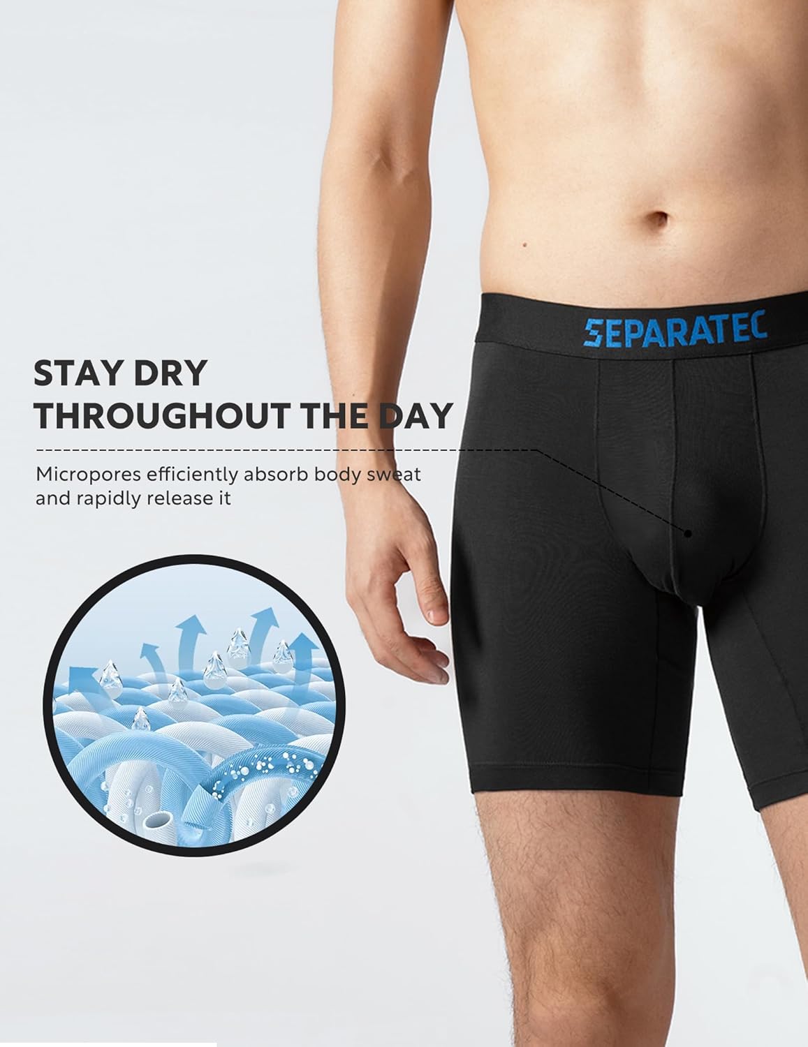 Separatec Dual Pouch Mens Underwear Breathable Cooling Rayon Made from Bamboo Underwear Men, Boxer Briefs and Trunks 7 Pack