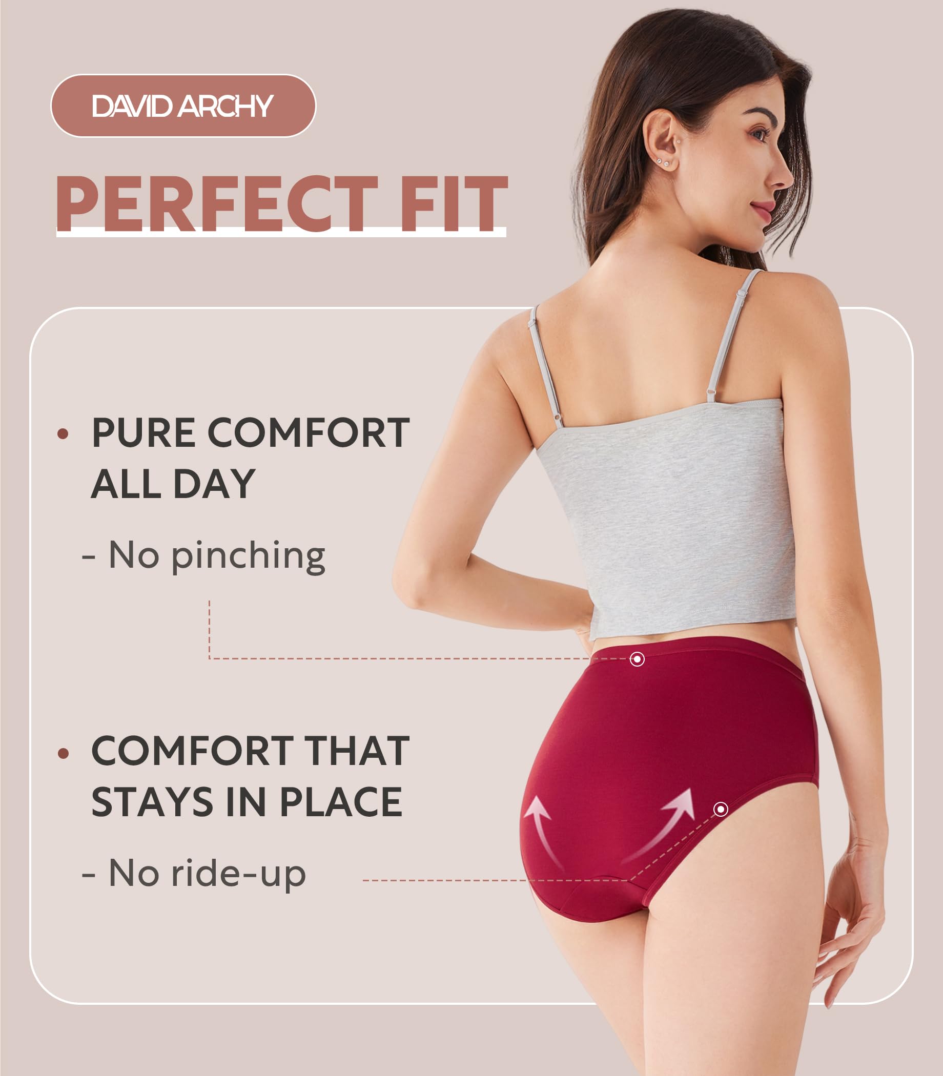 DAVID ARCHY Womens Underwear, Bamboo Rayon Women's Briefs - Moisture Wicking Panties, Soft & Breathable, 4 Pack