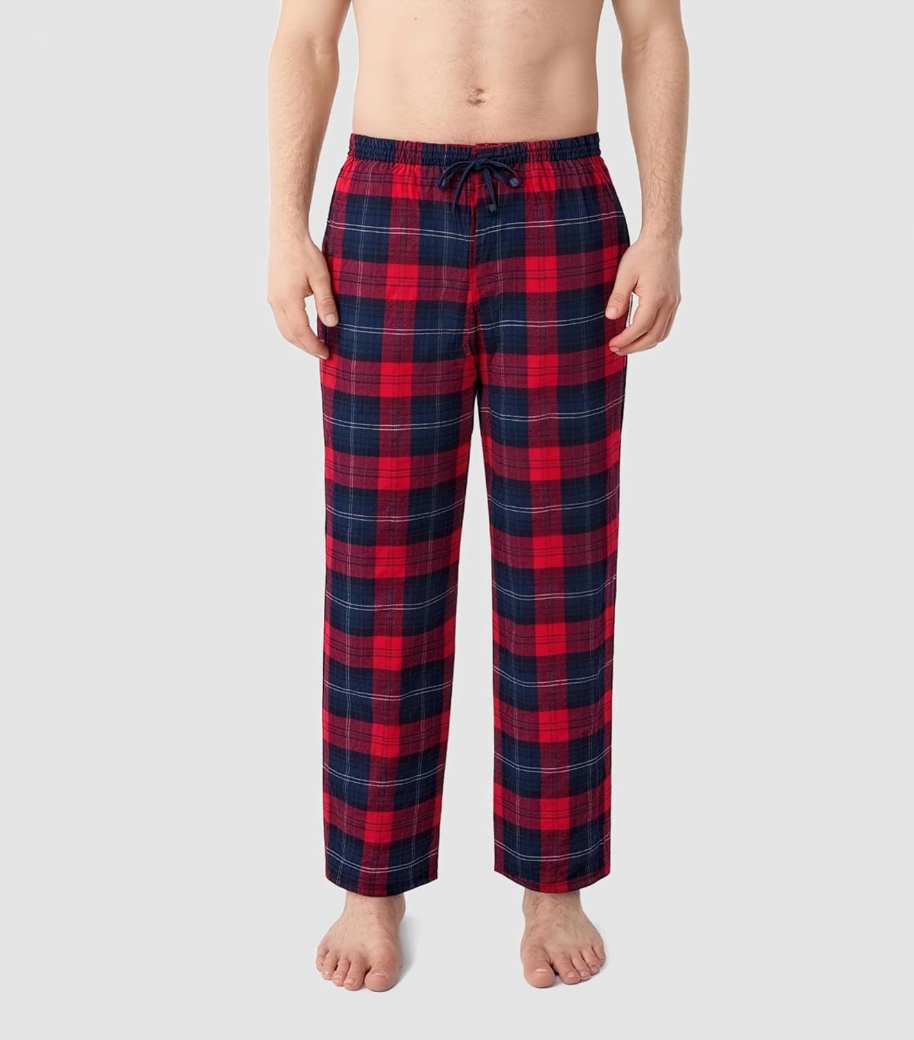 DAVID ARCHY Men's Flannel Pajama Pants, Soft & Cozy Cotton Pajama Pants, Lightweight Plaid Pants for Men with Pockets 2-Pack