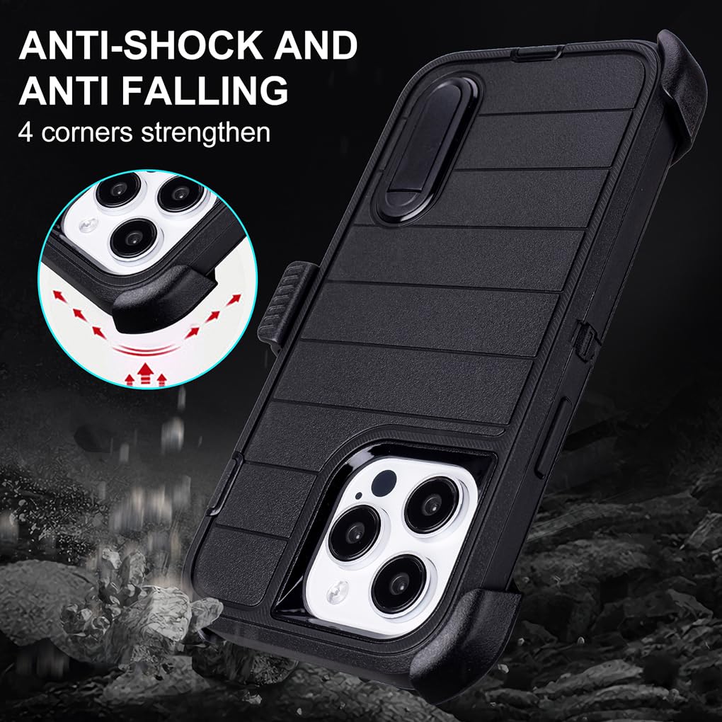 for Phone Case iPhone 14 Pro Max Case Black with Belt Clip Heavy Duty Holster for Shockproof Cases,3 Layers of Sturdy,Military Grade Defender Cover for iPhone 14 Pro Max Cases Black 6.7 Inch