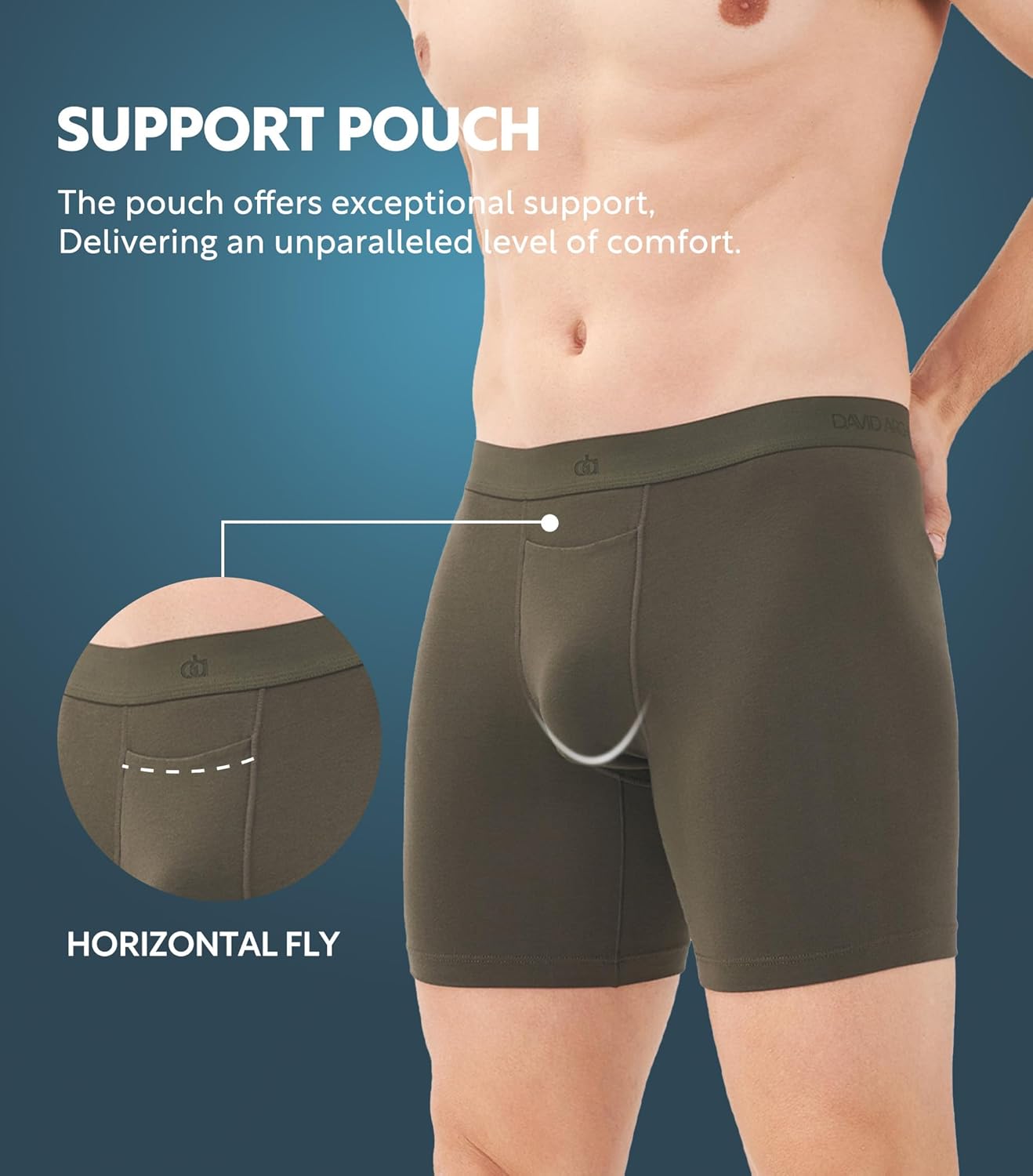 DAVID ARCHY Mens Underwear Cotton Boxer Briefs with Pouch Ultra Moisture Wicking Breathable Soft with Horizontal Fly 3 Pack