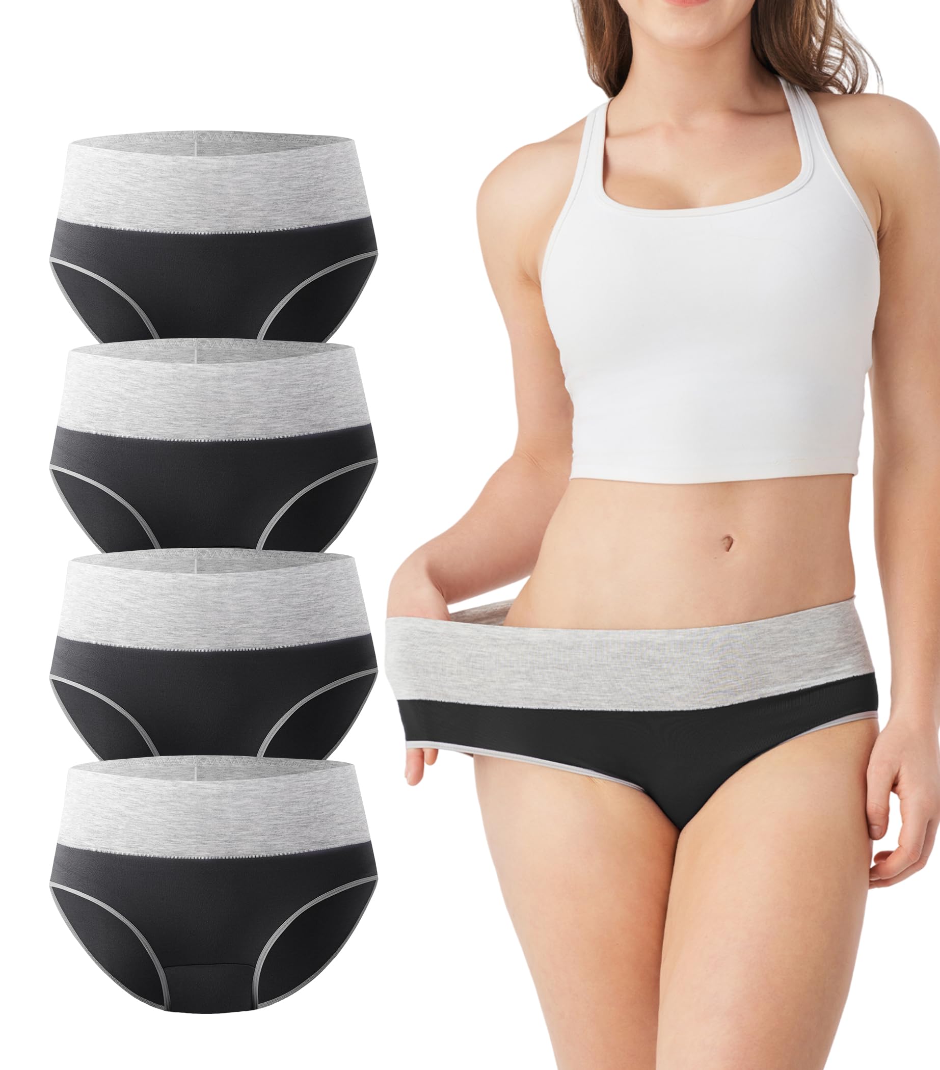 DAVID ARCHY Womens Underwear, Bamboo Rayon Women's Briefs - Moisture Wicking Panties, Soft & Breathable, 4 Pack