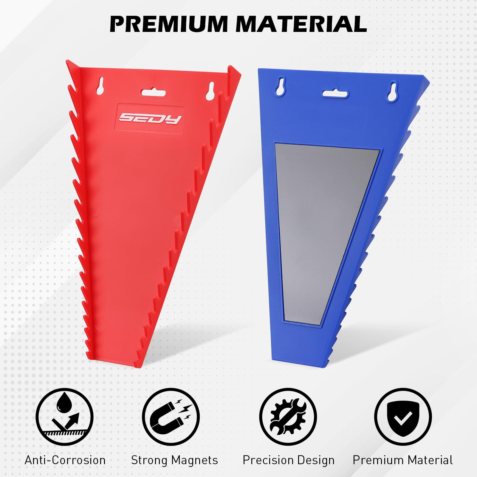 2-Pack Magnetic Wrench Organizer, 32-Slot Premium Wrench Rack Holder Tool Trays for Toolboxes Drawer Storage, SAE (1/4" - 1-1/16") & Metric (6mm - 24mm)