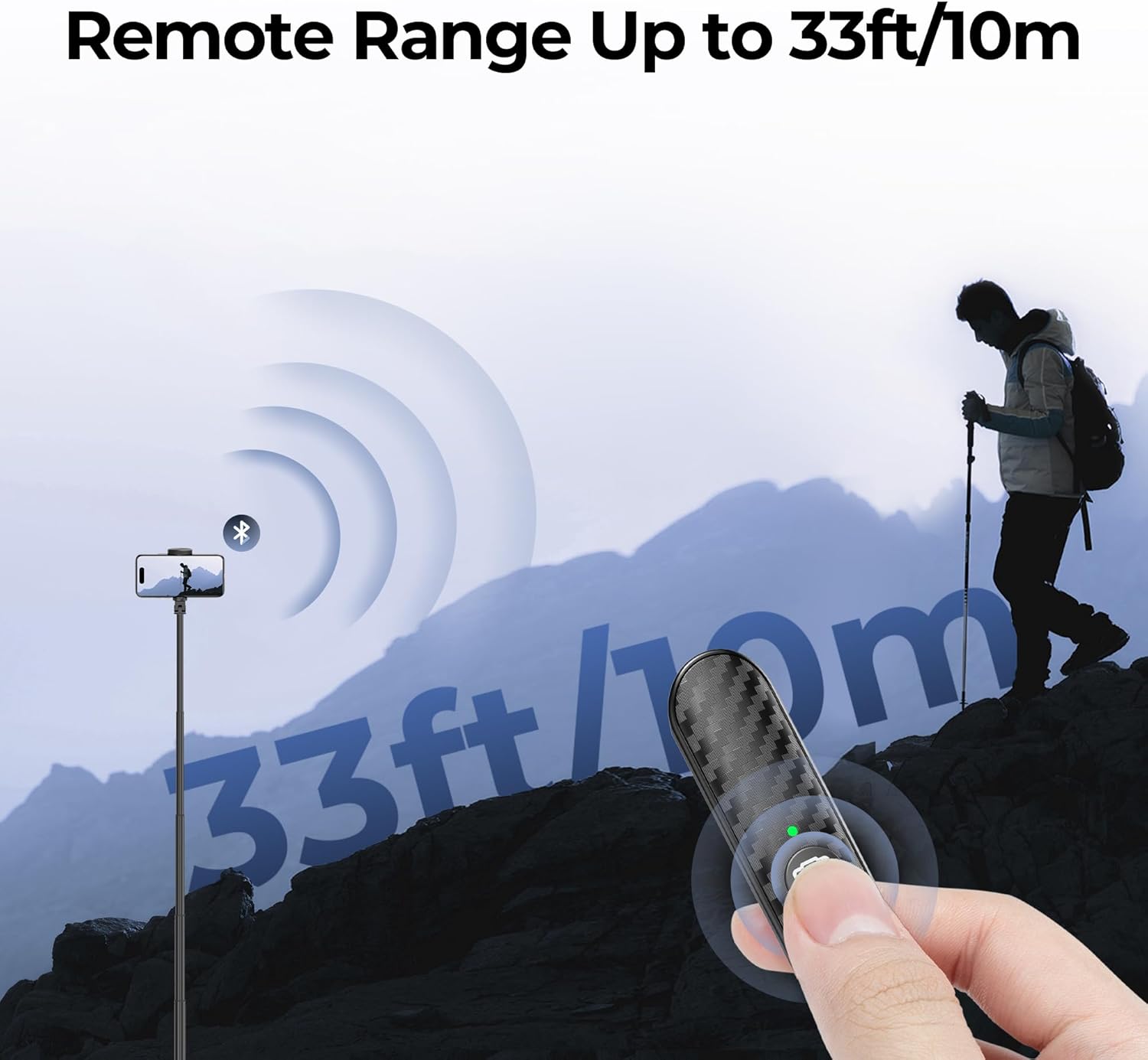 ATUMTEK Bluetooth Remote Shutter, Carbon Fiber Design, Rechargeable Camera Remote Control for iOS & Android Smartphones, Compact and Portable, with Type-C Charging, 10m Remote Range, Bluetooth 5.0