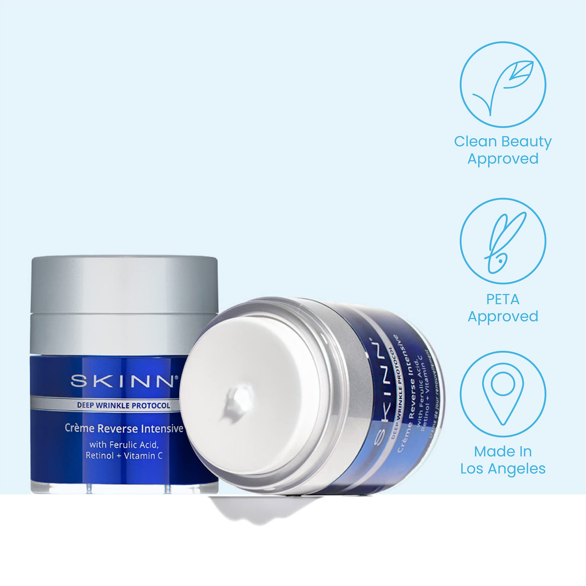 SKINN Crème Reverse with Ferulic Acid, Retinol and Vitamin C-Crème Reverse Intensive-Anti-Aging Cream with Hyaluronic Acid to Plump Skin Vitamin C Help to Improving Tone, Firmness of Skin