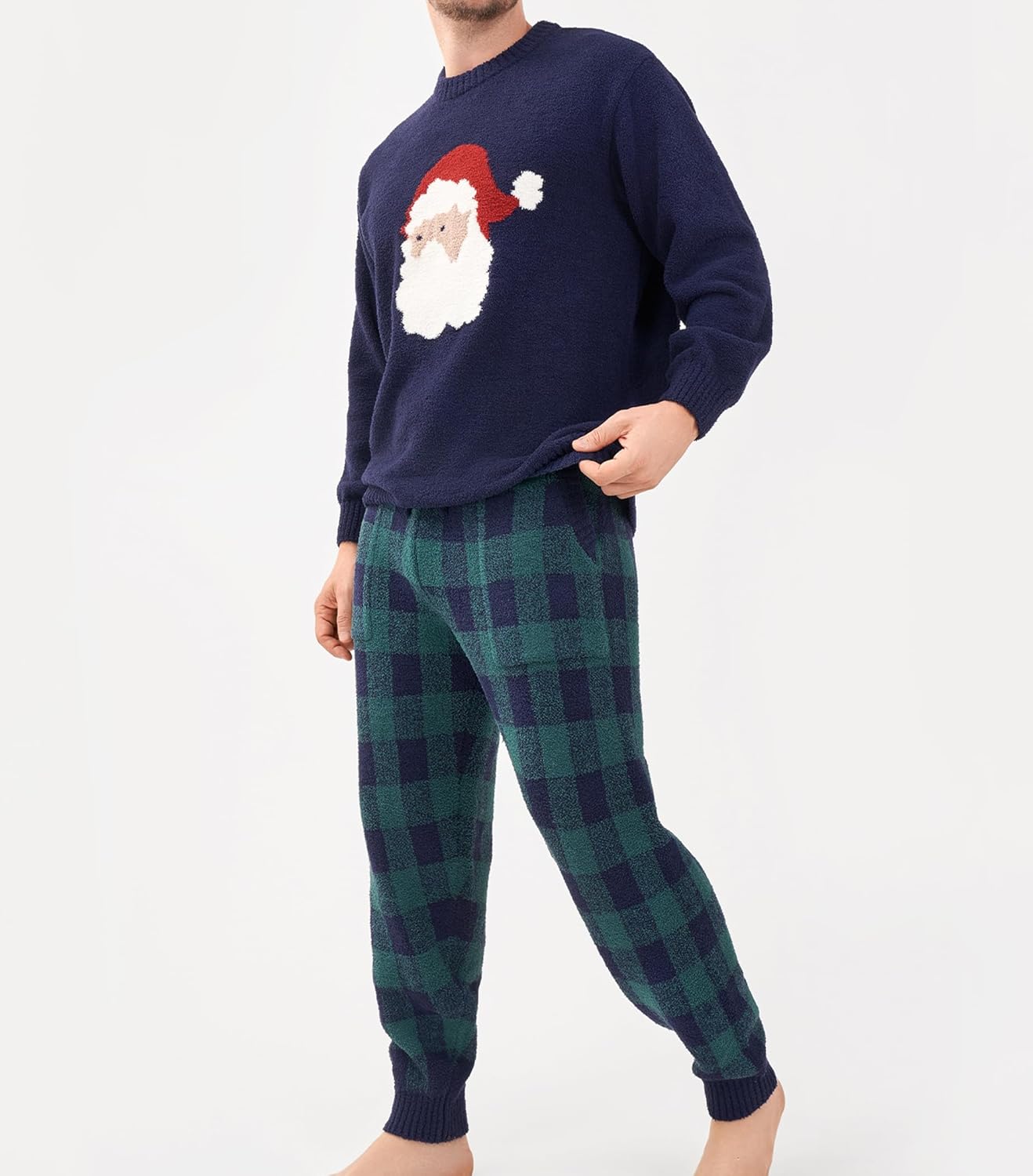 DAVID ARCHY Mens Pajamas Set Ultra-Soft Fleece Pajamas Warm Sleepwear Long Sleeve Lounge Set with Pockets