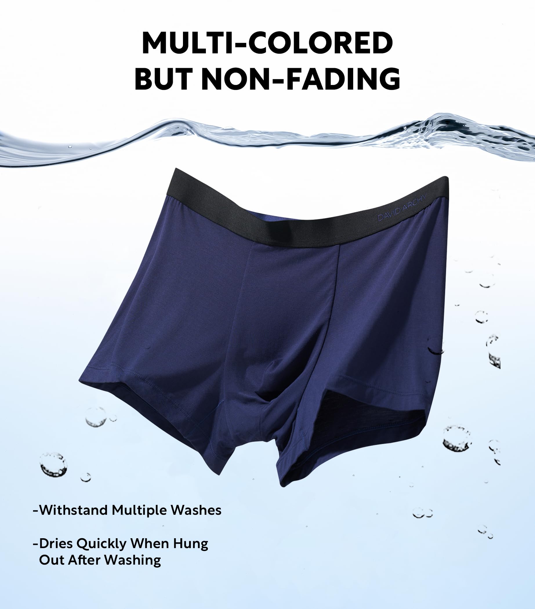 DAVID ARCHY Mens Underwear Rayon Made from Bamboo 7-Pack, Wicking-Moisture & Cool Boxer Briefs with Support Pouch