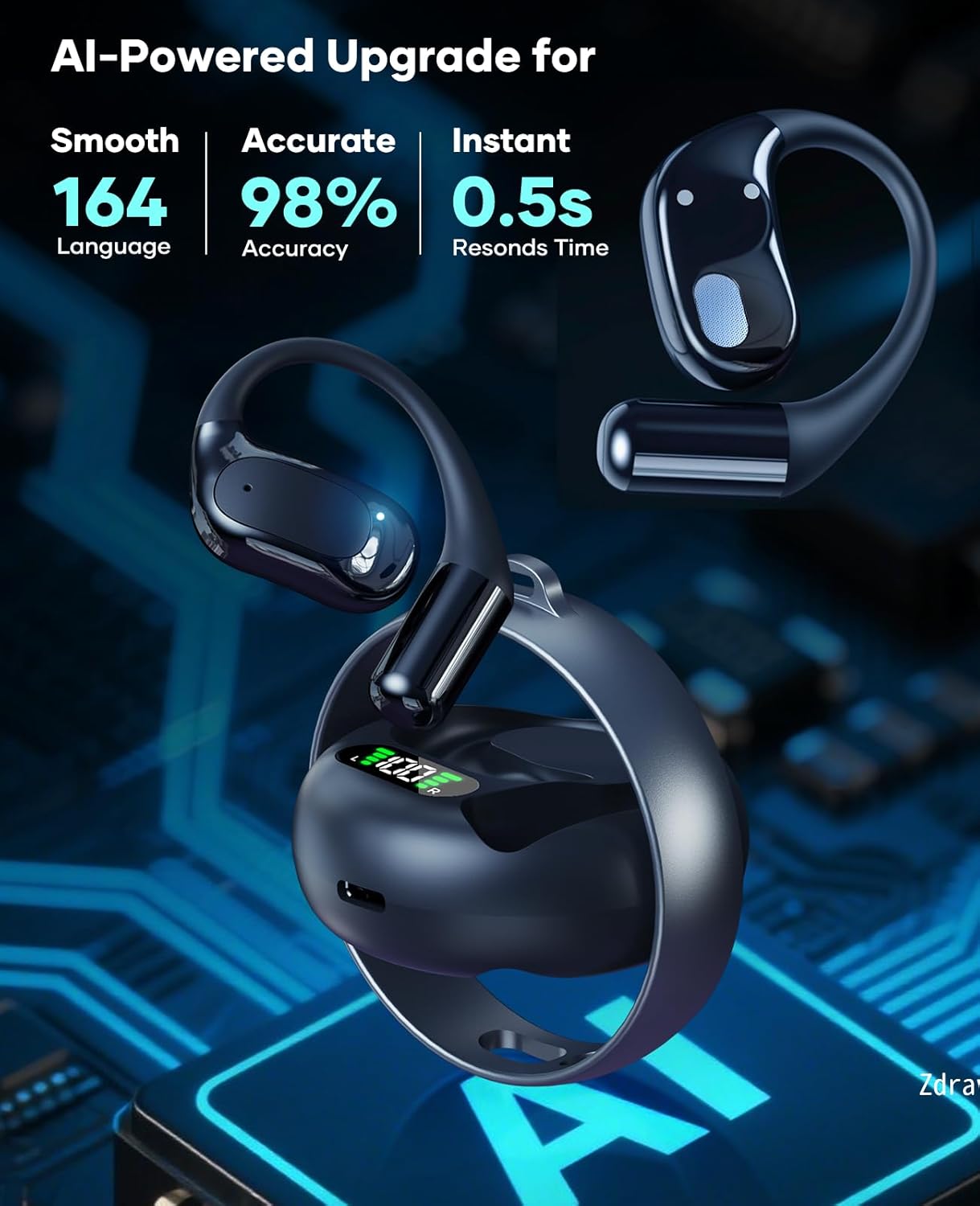 AI Translation Earbuds,Real time Translating Support Voice and Video Call,164 Languages Translator Earbuds with iOS & Android, Bluetooth Translation Headphones Device for Travel Business