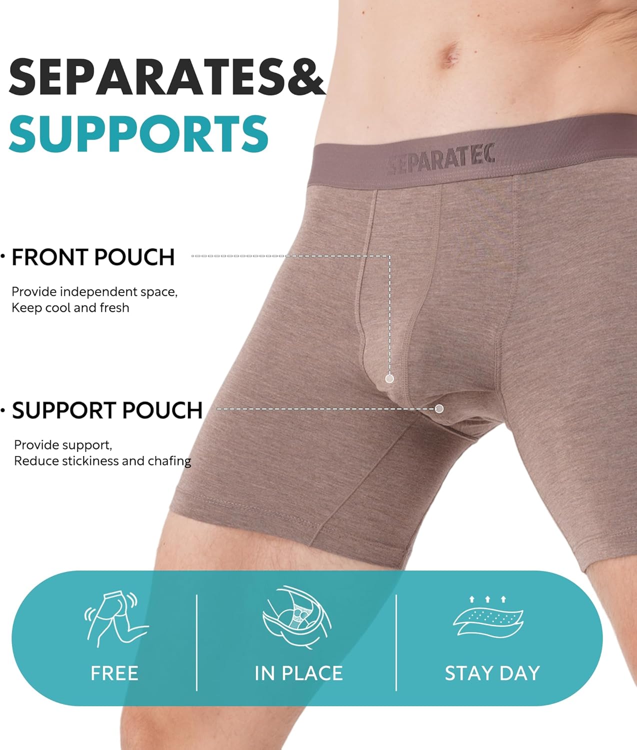 Separatec Mens Underwear with Pouch Moisture Wicking Dual Pouch Boxer Briefs Rayon From Bamboo Underwear Men, Halloween Theme