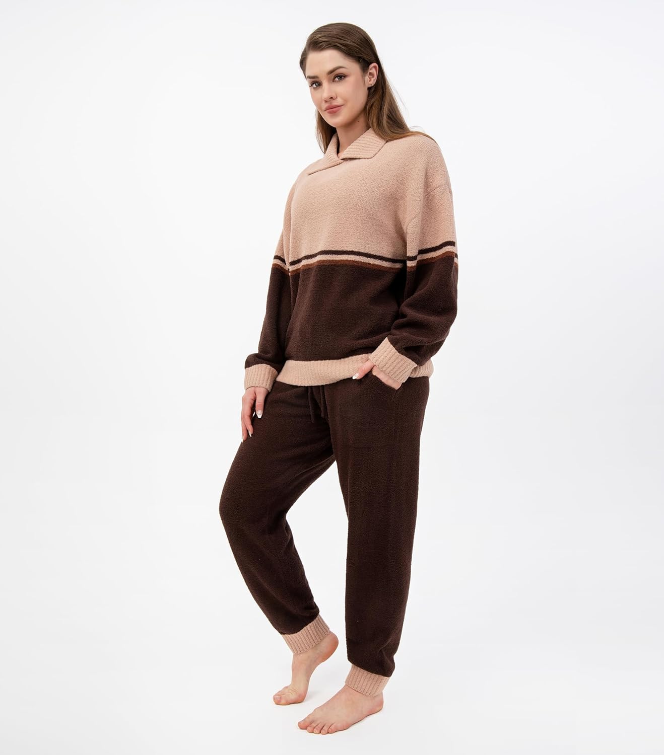 DAVID ARCHY Fleece Pajamas Women Warm Winter Fuzzy Cozy Pjs Sets Soft Comfy Long Sleeve Tops and Pants Sleepwear Loungewear