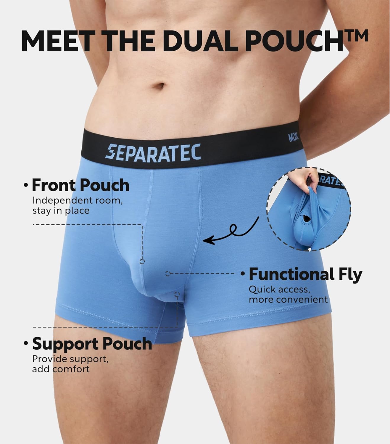 Separatec Dual Pouch Mens Underwear Breathable Cooling Rayon Made from Bamboo Underwear Men, Boxer Briefs and Trunks 7 Pack