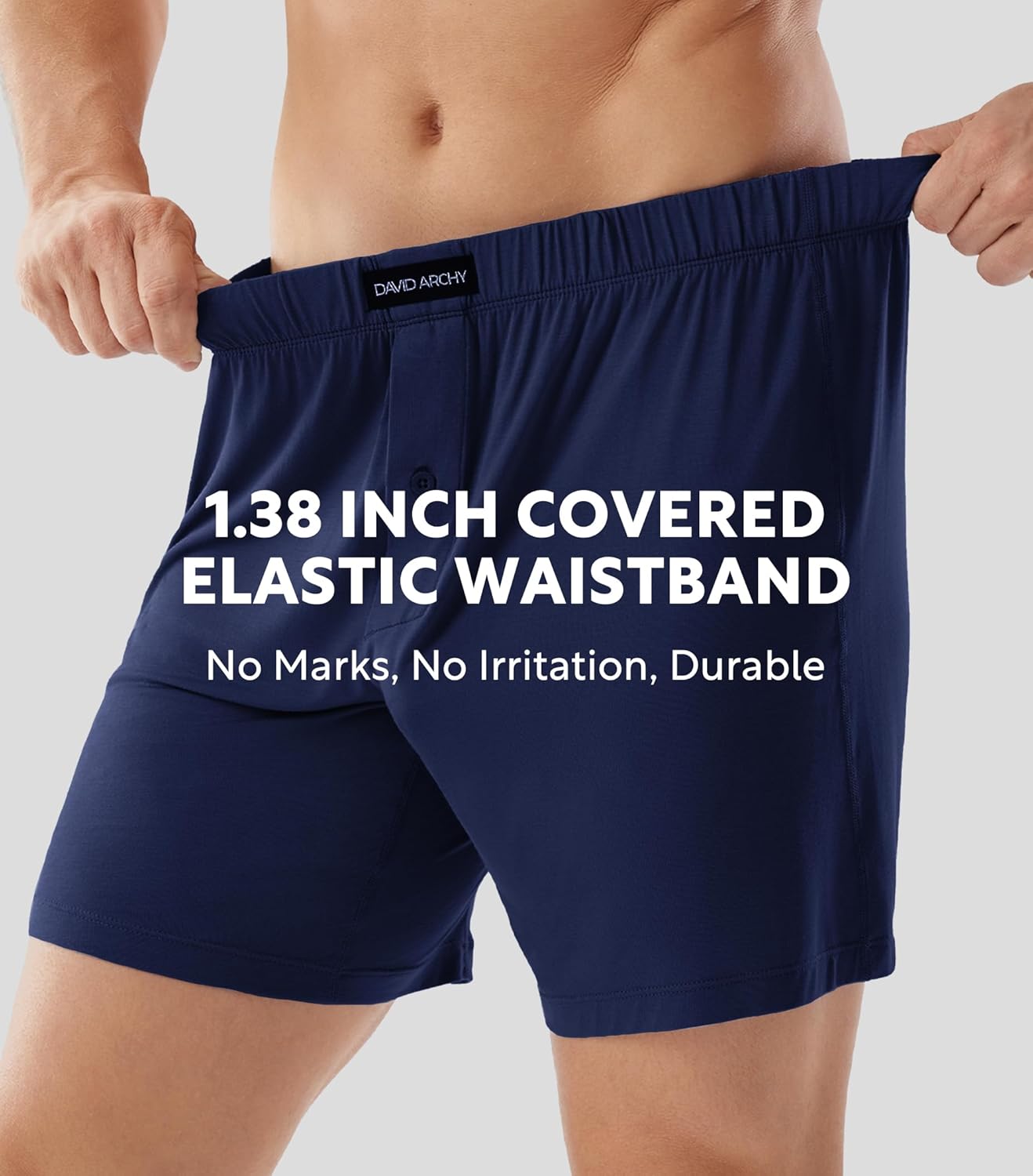 DAVID ARCHY Mens Boxer Shorts Breathable Soft Rayon Made from Bamboo Boxers for Men Loose Fit Mens Underwear 3 or 5 Pack