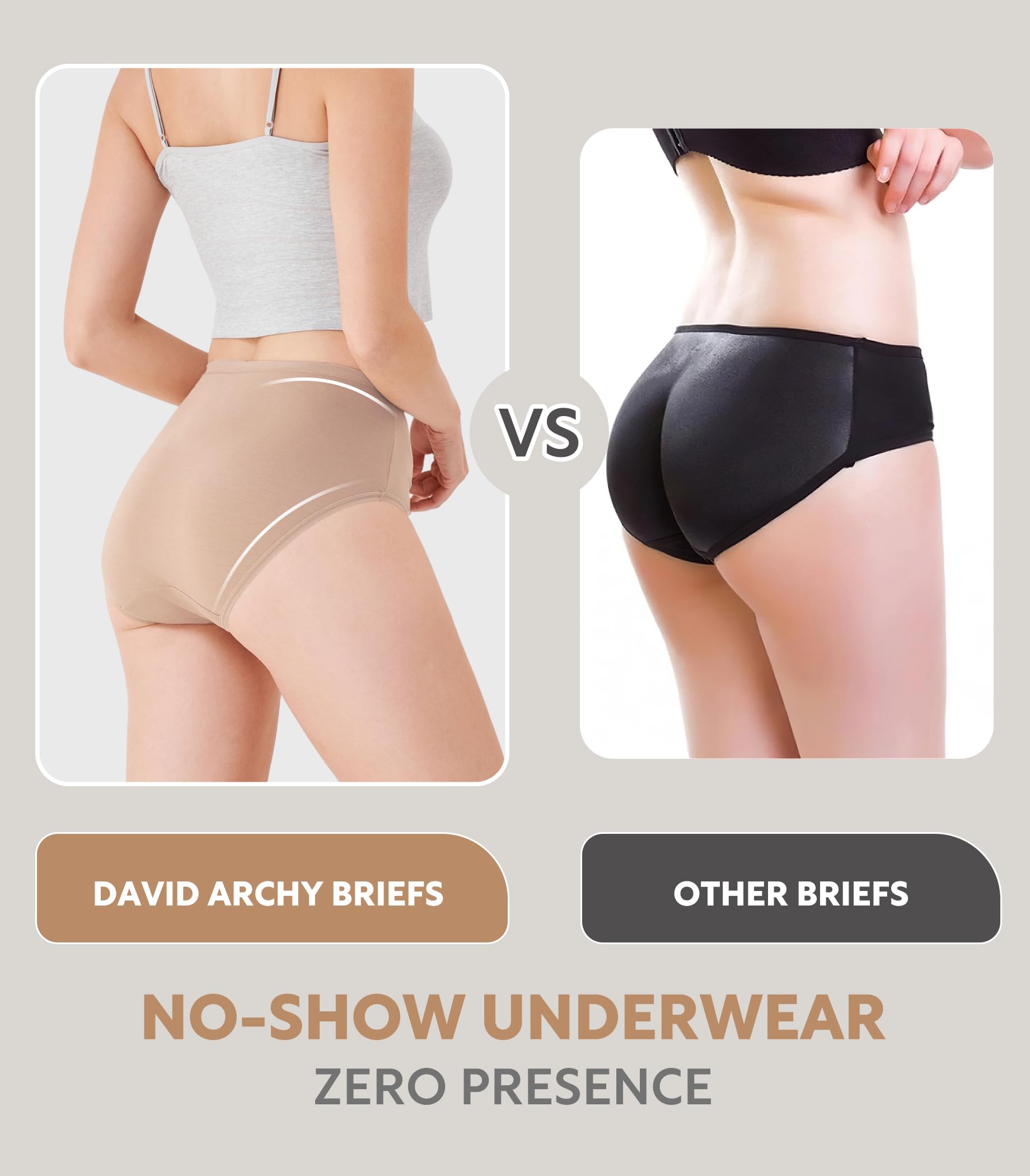 DAVID ARCHY Womens Underwear, Bamboo Rayon Women's Briefs - Moisture Wicking Panties, Soft & Breathable, 4 Pack