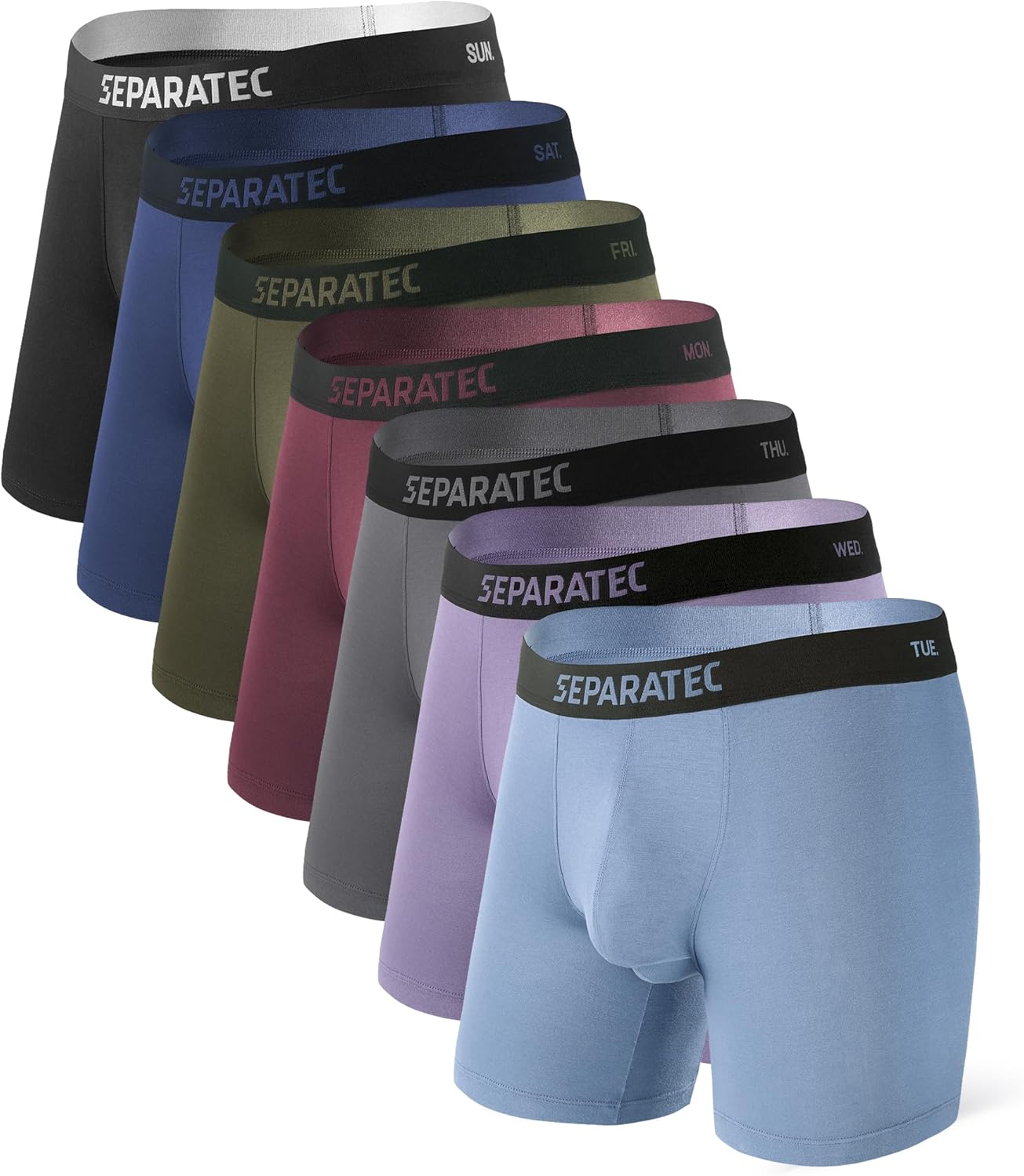 Separatec Dual Pouch Mens Underwear Breathable Cooling Rayon Made from Bamboo Underwear Men, Boxer Briefs and Trunks 7 Pack