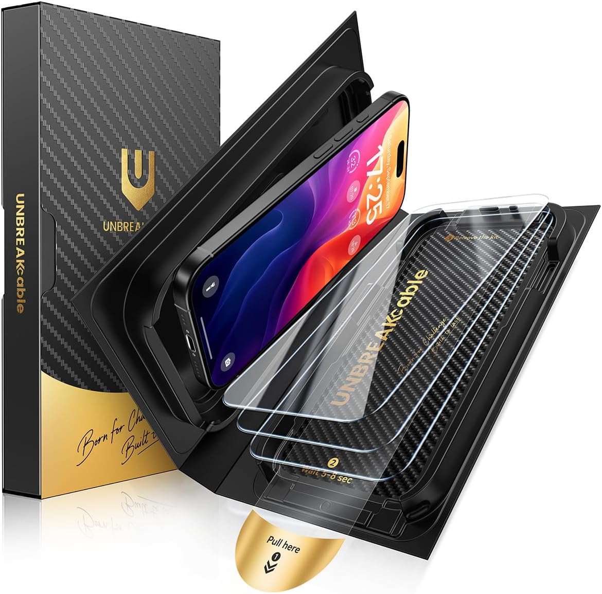 UNBREAKcable for iPhone 16 Pro Screen Protector [Quick-Installation Box] 3-Pack 9H+ Hardness Shatterproof Tempered Glass [99.99% HD Clear] [Case Friendly] [Bubble Free] for Apple 16 Pro 6.3 inch