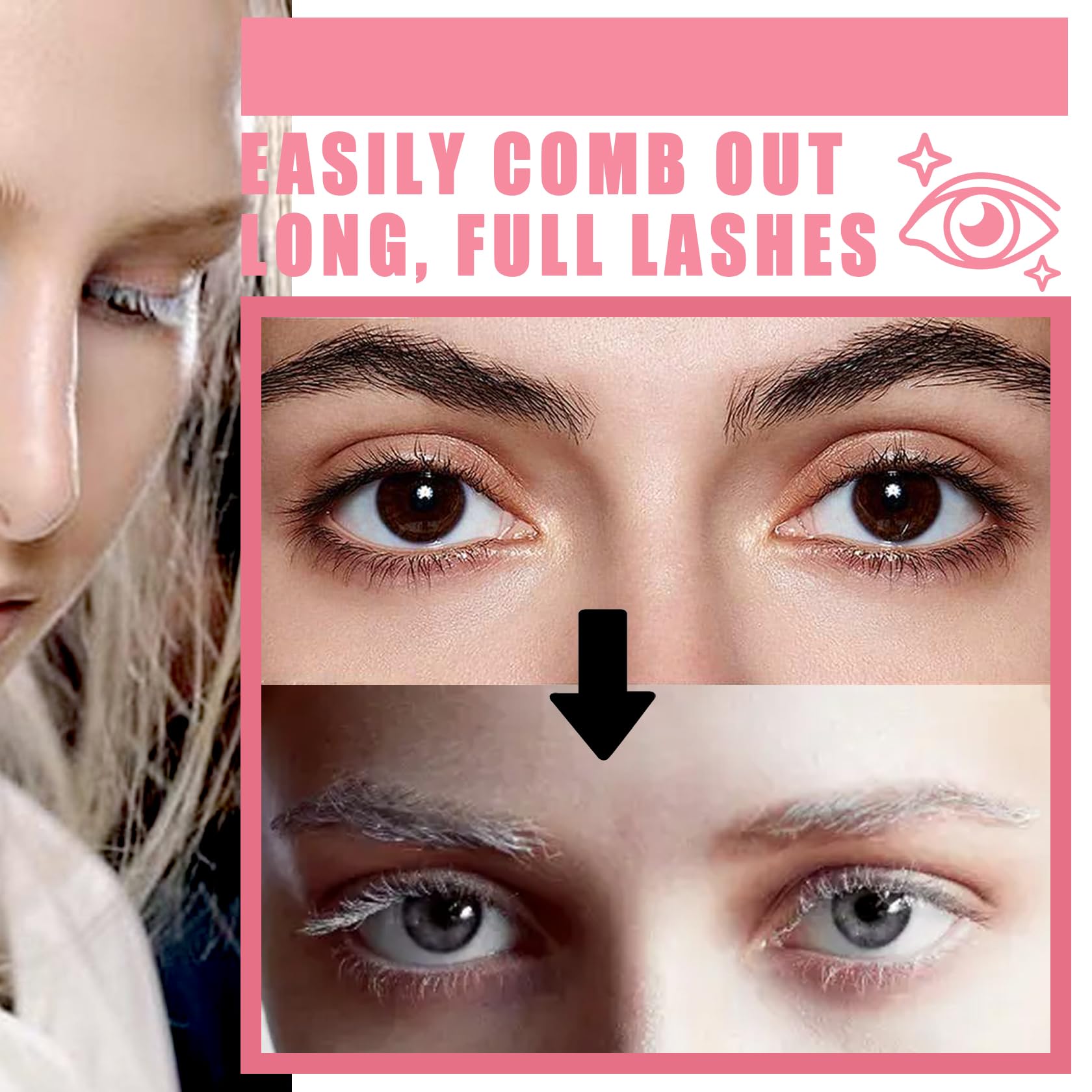 Black Telescopic Mascara Set,3PCS Black Mascara Volume and Length for Eye Makeup,Waterproofing No Clumping Tubing Mascara,No Smudging Curly Black Mascara with Eyelash Curler