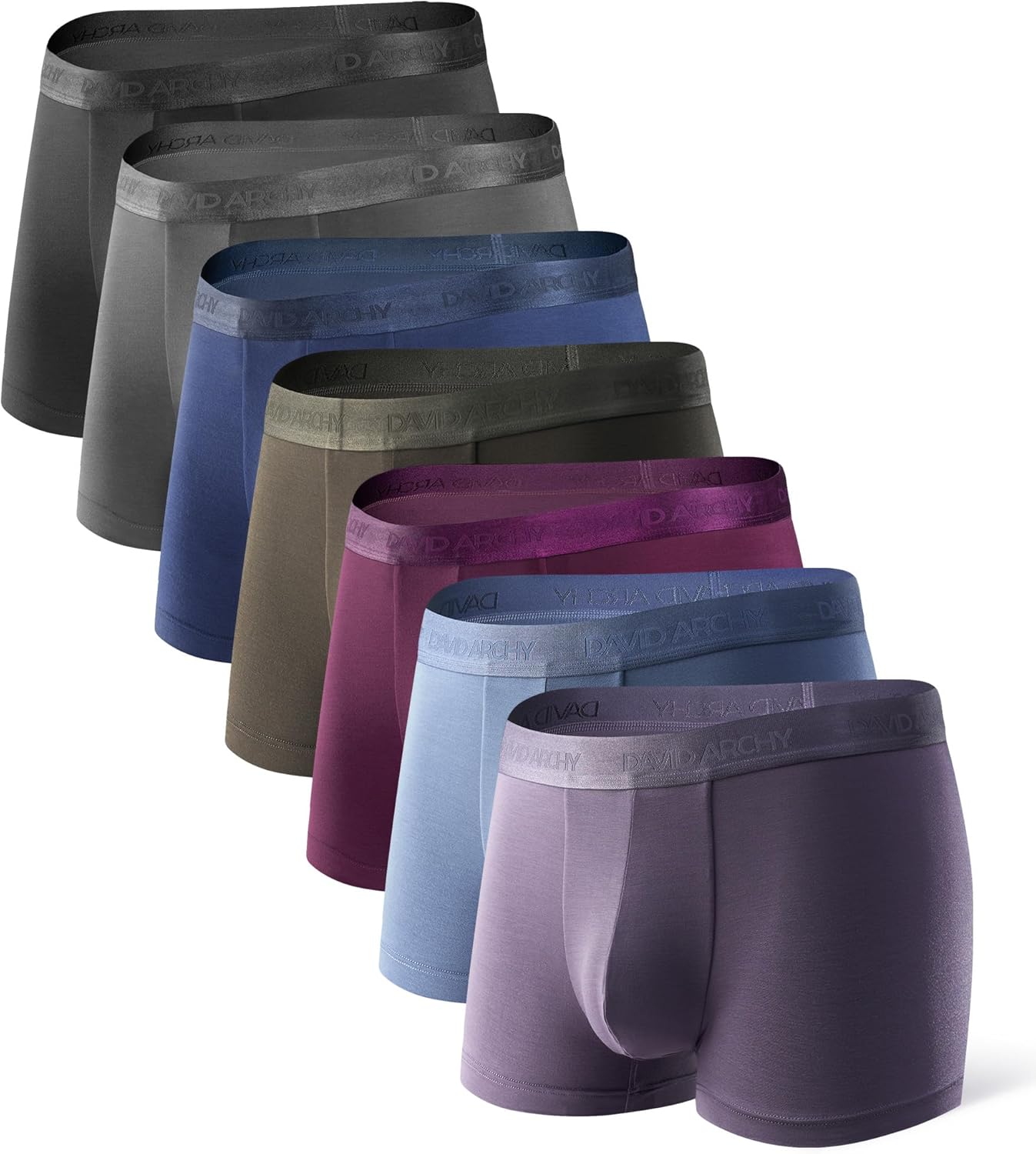DAVID ARCHY Men's Underwear Ultra Soft Modal Support Pouch Trunks Moisture Wicking Boxer Briefs for Men Multipack