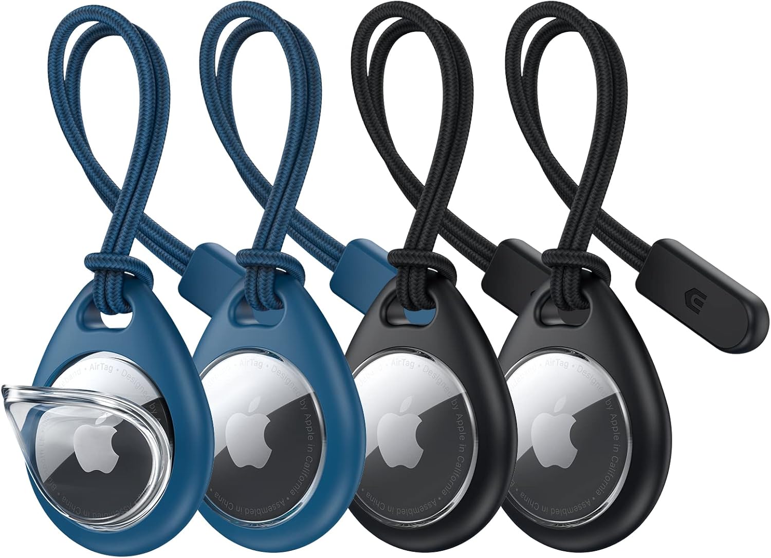 UNBREAKcable AirTag Holder for Apple - 4 Pack Air Tag Case [Fit Tightly Design] [Easy to Install] [Hold Securely] Waterproof TPU Protective Cover with Metal Keychain for Kids,Pet,Luggage,Backpack,Keys