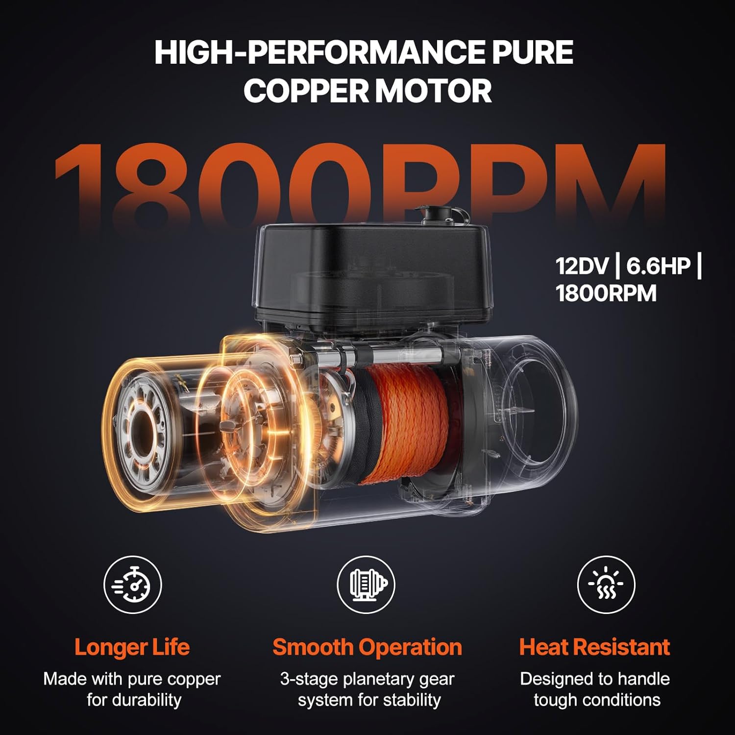 VEVOR 13,500 lb Electric, Truck Winch 12V DC 3/8 in x 80 ft Synthetic Rope Aluminum Fairlead Wireless & Wired Remote Control, 13500 lbs, IP55 Waterproof Towing for Off Road Jeep SUV Boat