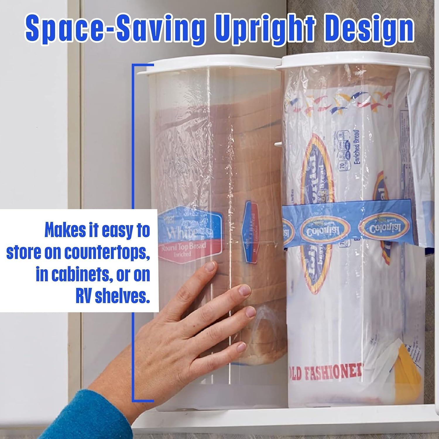 Buddeez Bread Buddy Airtight Bread Storage Container- Slice by Slice Dispensing Design - Perfect Pantry Organizer - White Lid Pack of 2