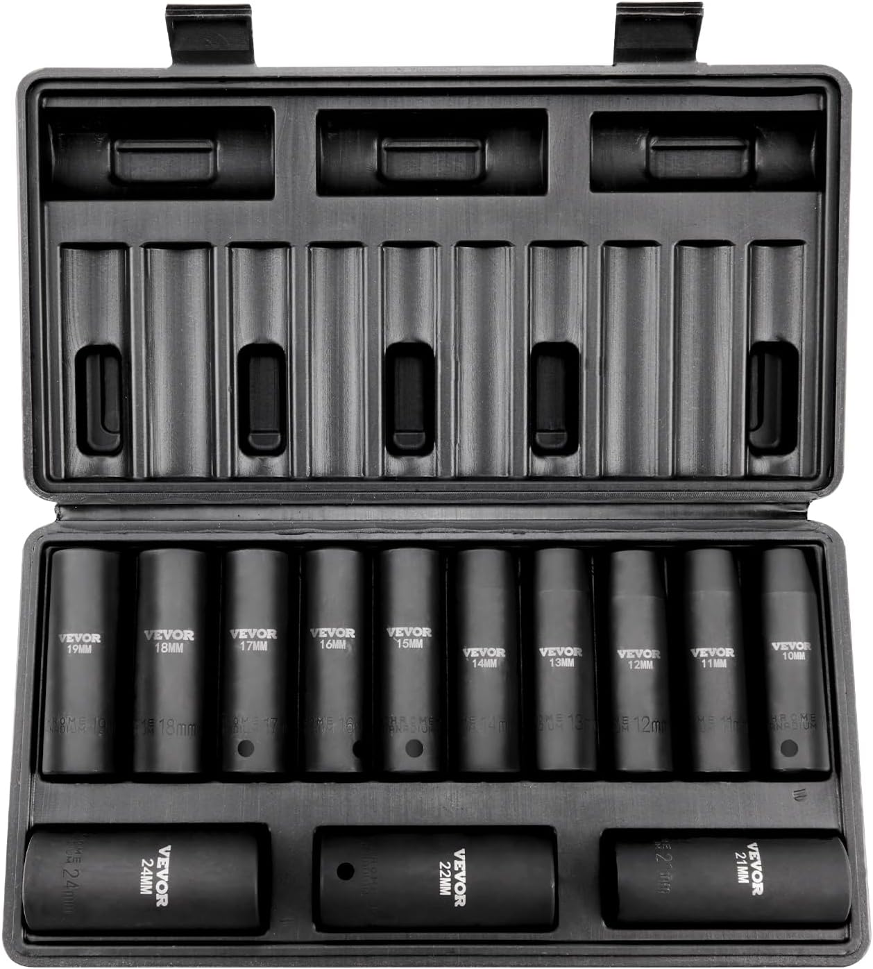 VEVOR Impact Socket Set 3/4 Inches 29 Piece Impact Sockets, 6-Point Sockets, Rugged Construction, CR-M0, 3/4 Inches Drive Socket Set Impact SAE 3/4 inch - 2-1/2 inch, with a Storage Cage