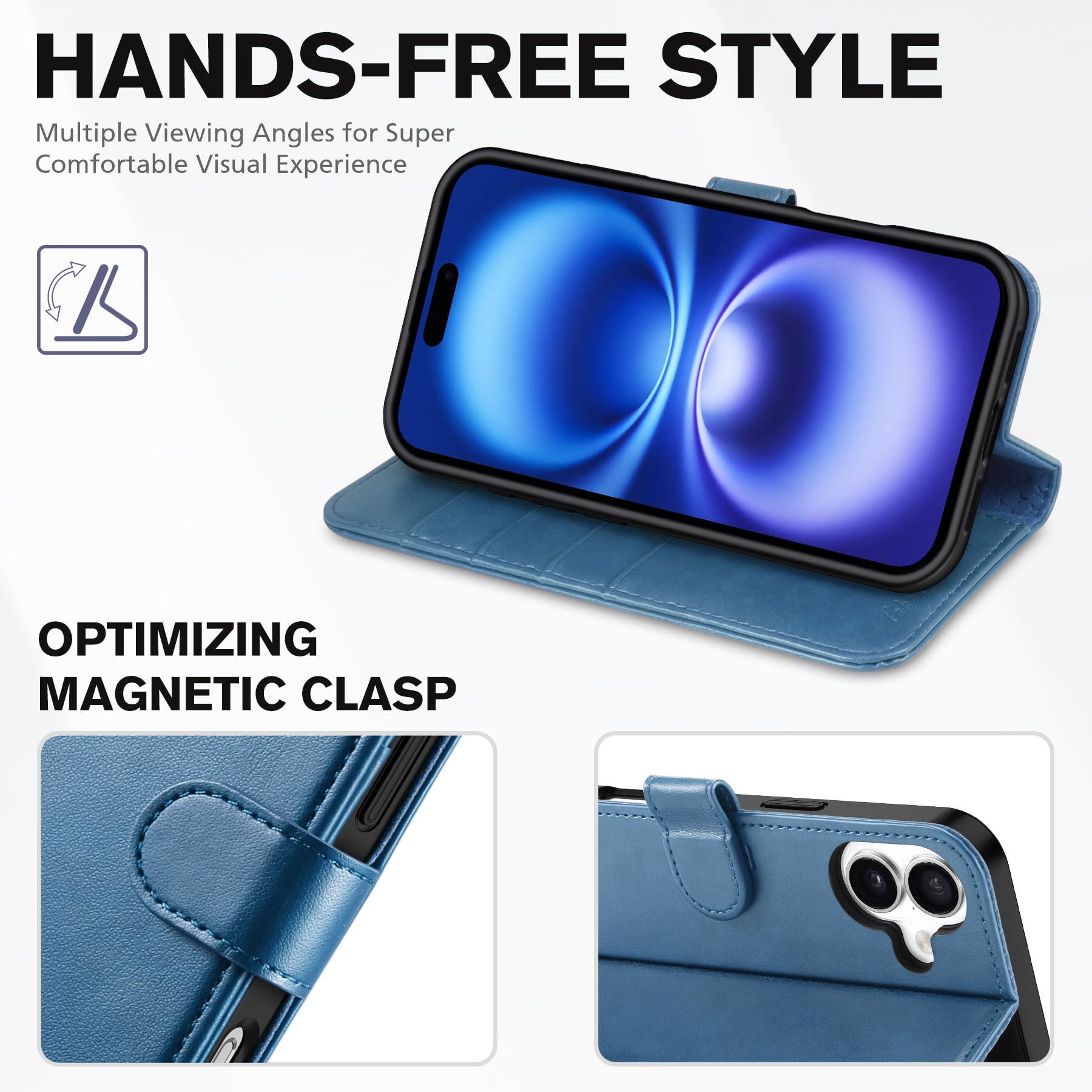 TUCCH Case Wallet for iPhone 16 Plus, RFID Blocking 4 Card Holder Kickstand [Shockproof TPU Interior Shell], PU Leather Magnetic Protective Flip Cover 6.7" 2024, Black