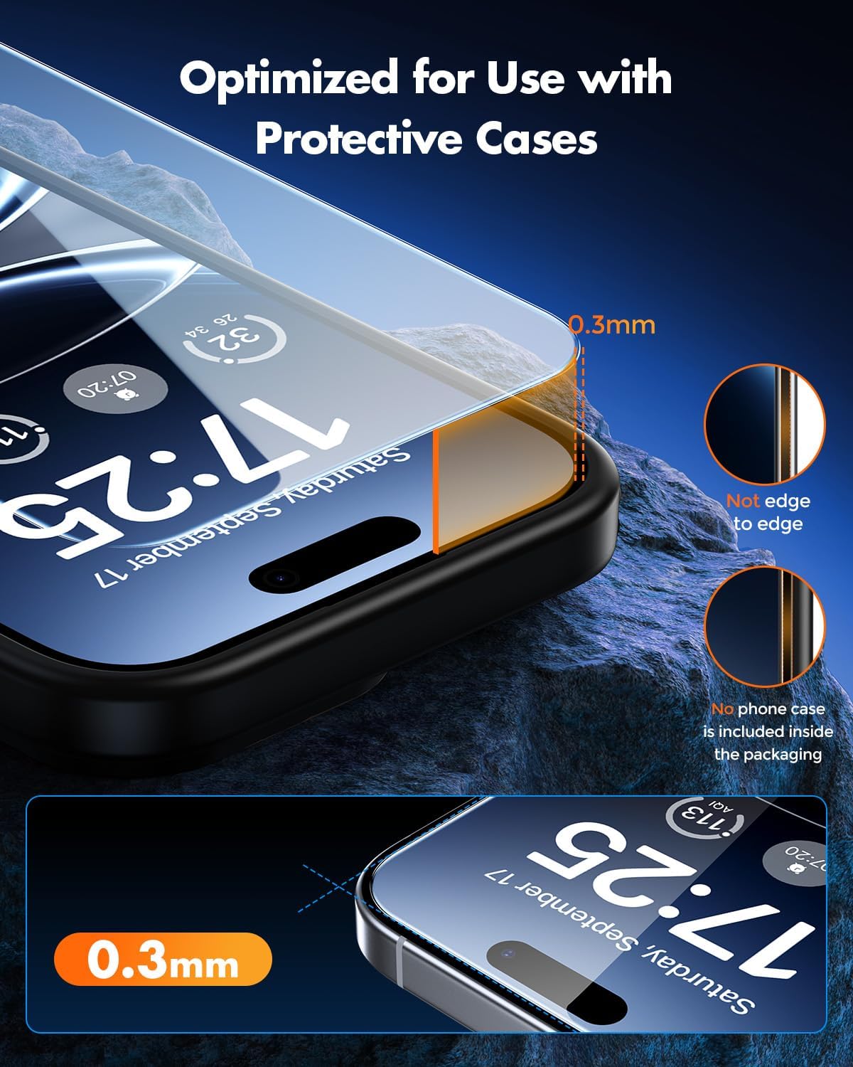 UNBREAKcable for iPhone 16 Pro Screen Protector [Quick-Installation Box] 3-Pack 9H+ Hardness Shatterproof Tempered Glass [99.99% HD Clear] [Case Friendly] [Bubble Free] for Apple 16 Pro 6.3 inch