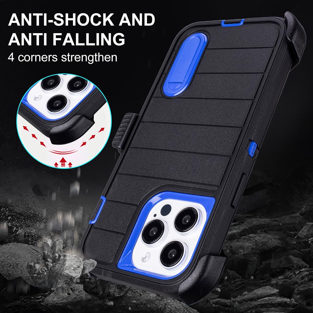 for Phone Case iPhone 14 Pro Max Case Black with Belt Clip Heavy Duty Holster for Shockproof Cases,3 Layers of Sturdy,Military Grade Defender Cover for iPhone 14 Pro Max Cases Black 6.7 Inch