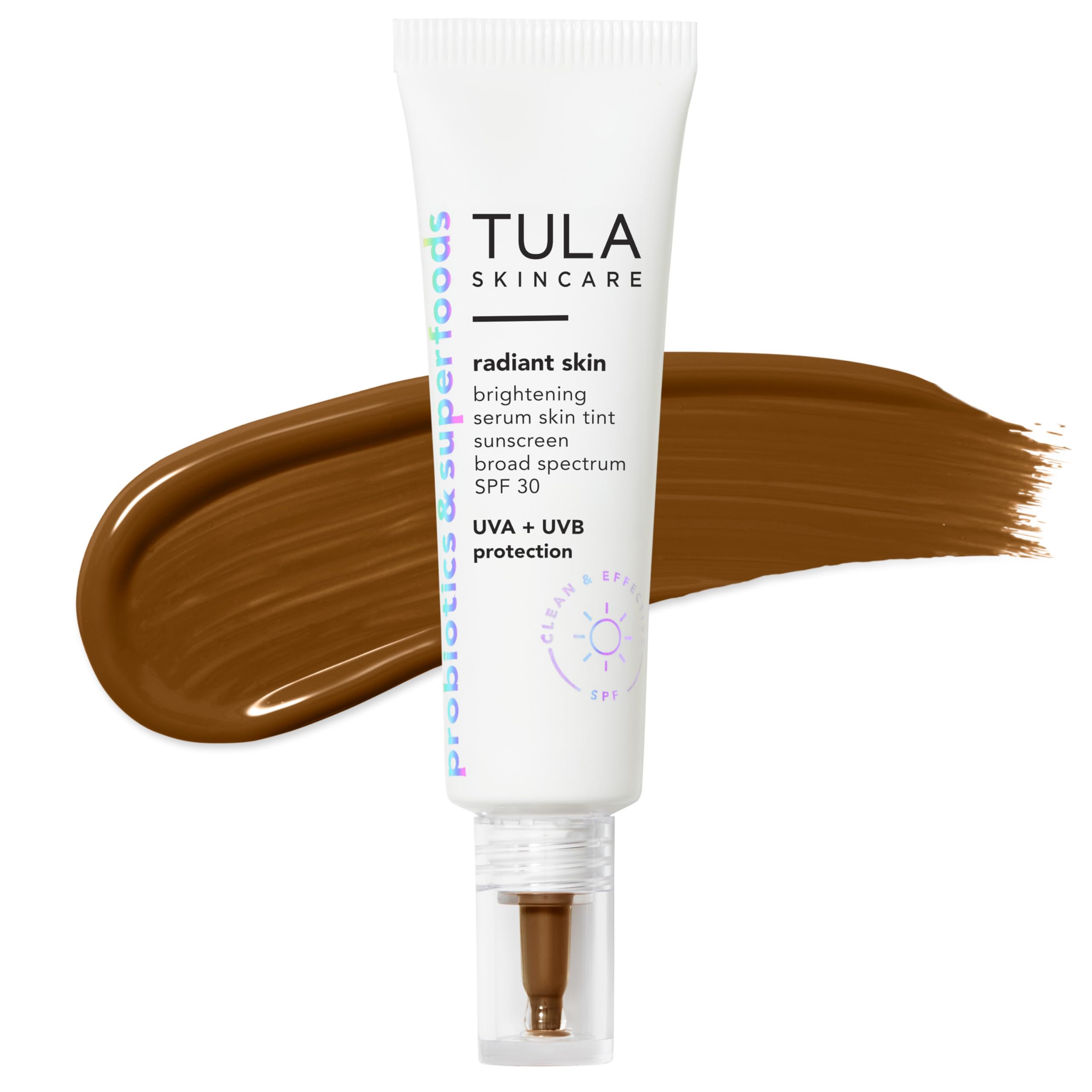 TULA Skin Care Radiant Skin Brightening Serum Skin Tint SPF | Facial Sunscreen Provides Broad Spectrum SPF 30 Protection, Tinted, Serum-Light Formula Brightens and Evens Skin | 1.0 fl. oz.