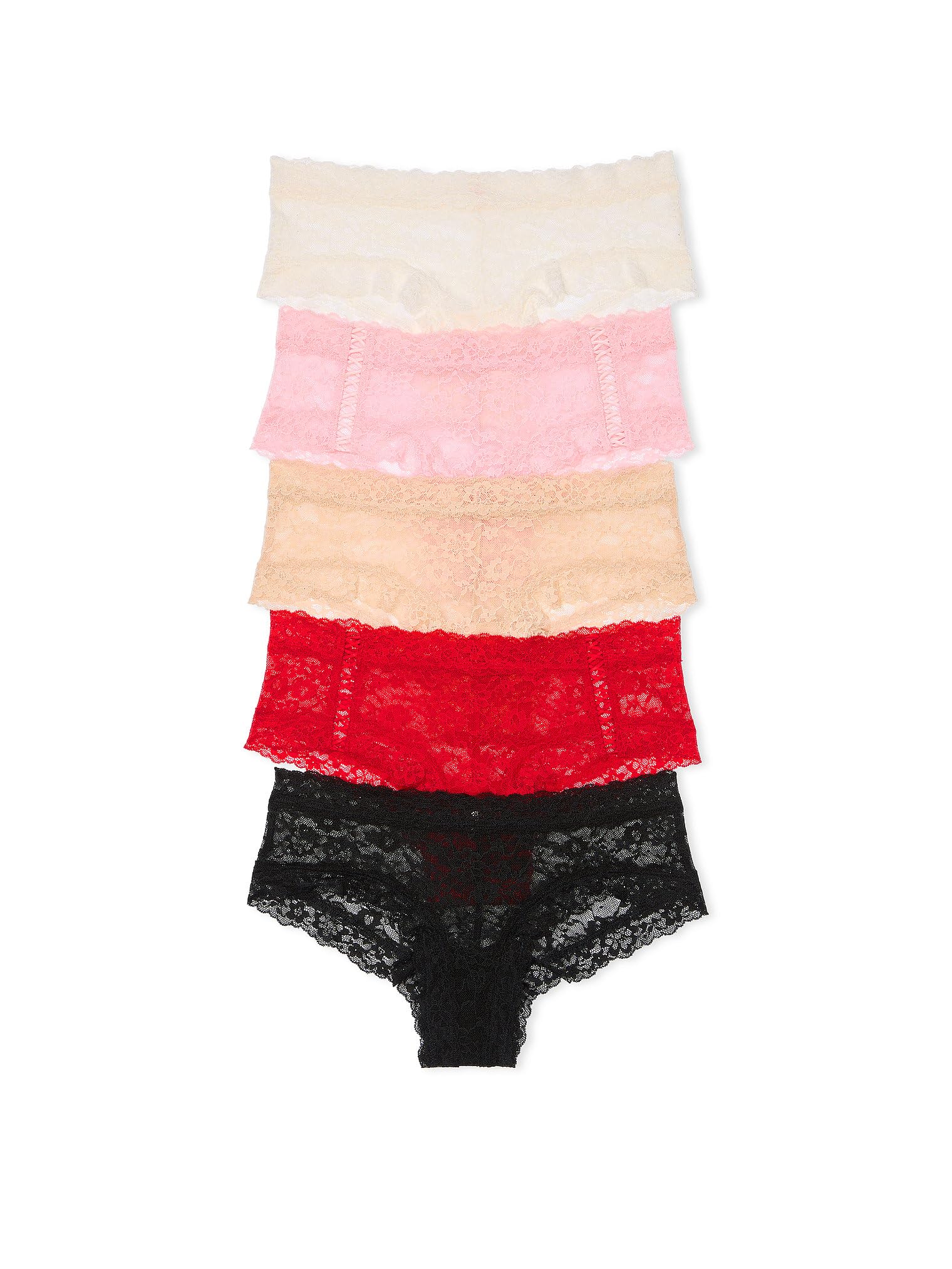 Victoria's Secret Lace Cheeky Panty Pack, Cheeky Panties for Women, Lace Panties, Hipster Panties, Ladies Underwear, Neutral Mix (M)