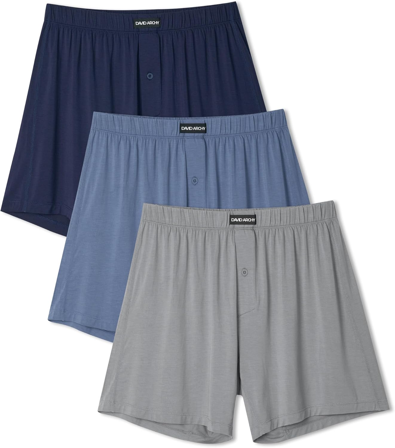 DAVID ARCHY Mens Boxer Shorts Breathable Soft Rayon Made from Bamboo Boxers for Men Loose Fit Mens Underwear 3 or 5 Pack