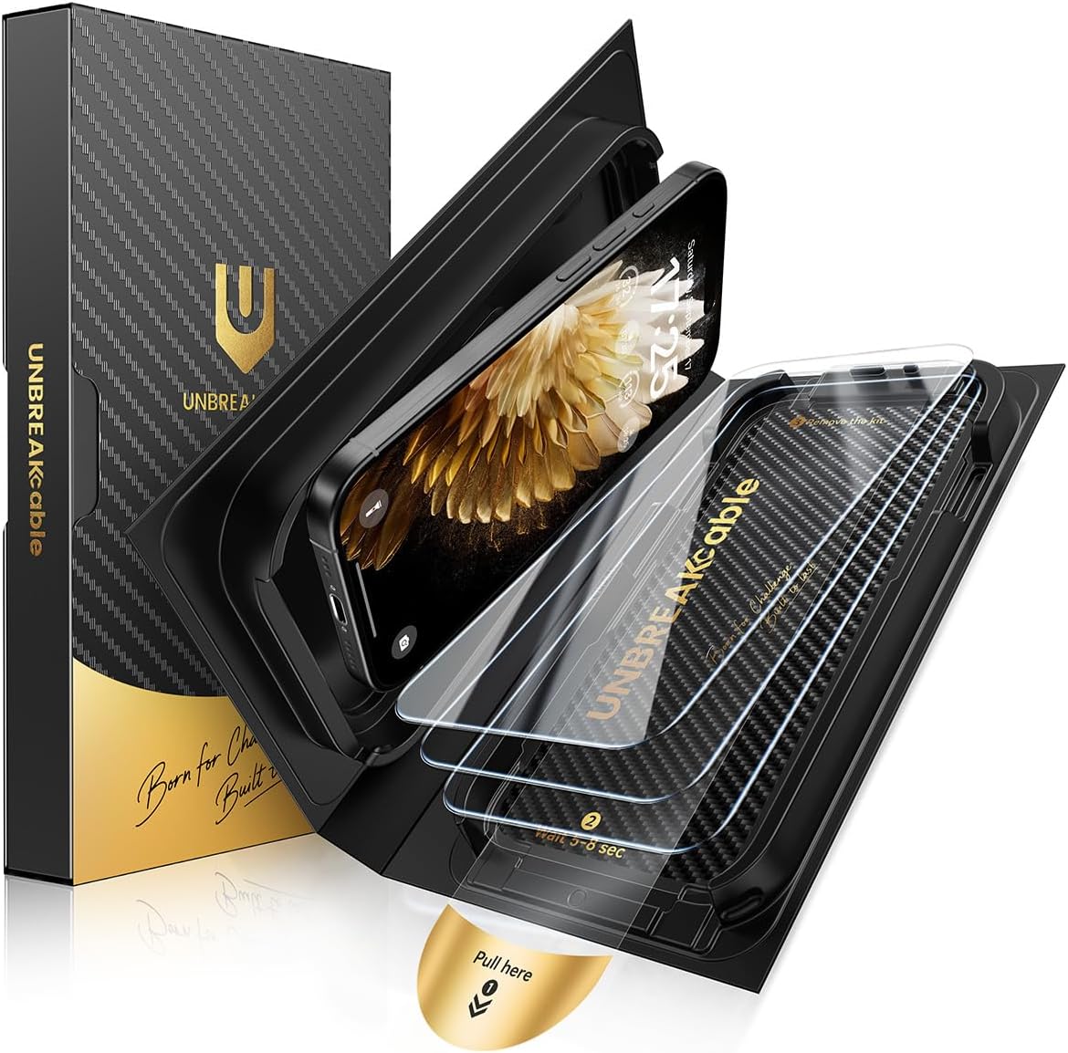 UNBREAKcable for iPhone 16 Pro Screen Protector [Quick-Installation Box] 3-Pack 9H+ Hardness Shatterproof Tempered Glass [99.99% HD Clear] [Case Friendly] [Bubble Free] for Apple 16 Pro 6.3 inch